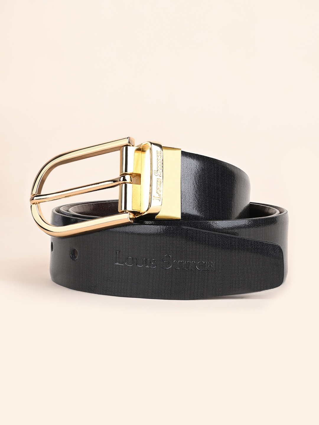 

LOUIS STITCH Men Leather Reversible Formal Belt, Black