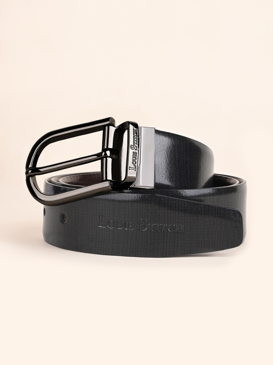 

LOUIS STITCH Men Leather Reversible Formal Belt, Black