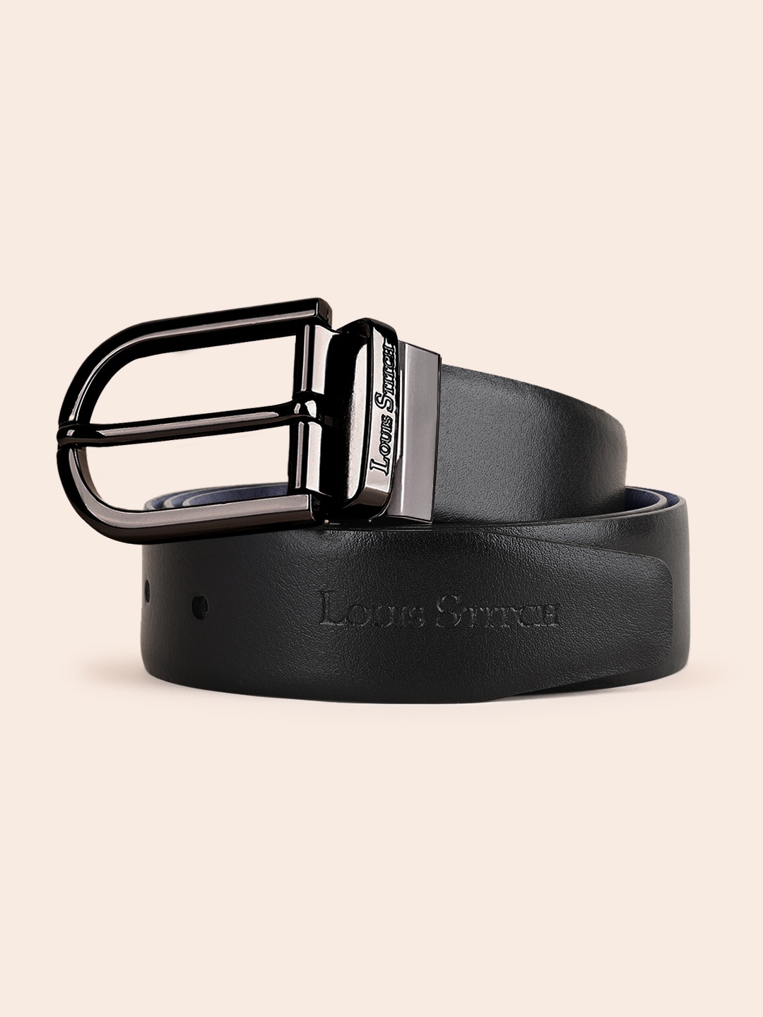 

LOUIS STITCH Men Leather Reversible Formal Belt, Black