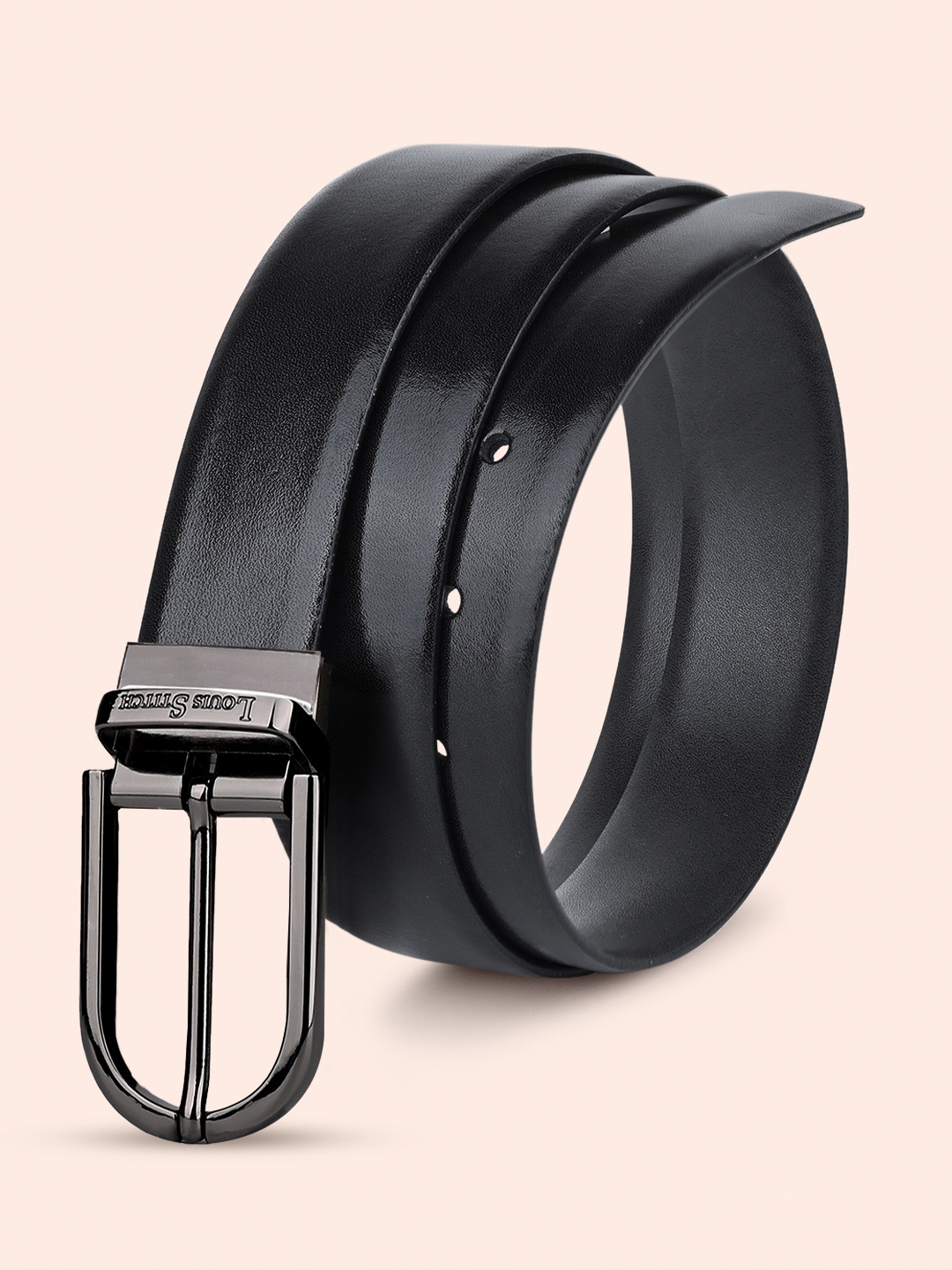 

LOUIS STITCH Men Textured Leather Reversible Formal Belt, Black