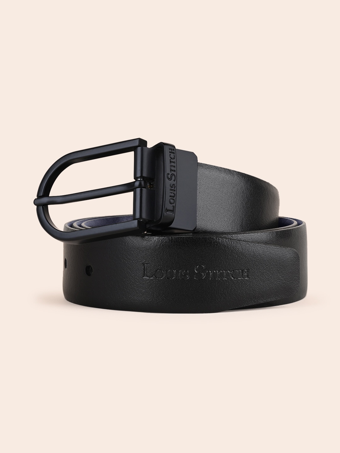 

LOUIS STITCH Men Leather Reversible Formal Belt, Black