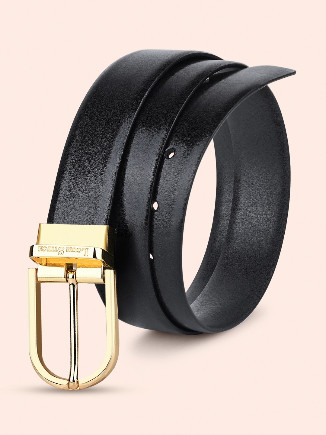 

LOUIS STITCH Men Leather Reversible Formal Belt, Black