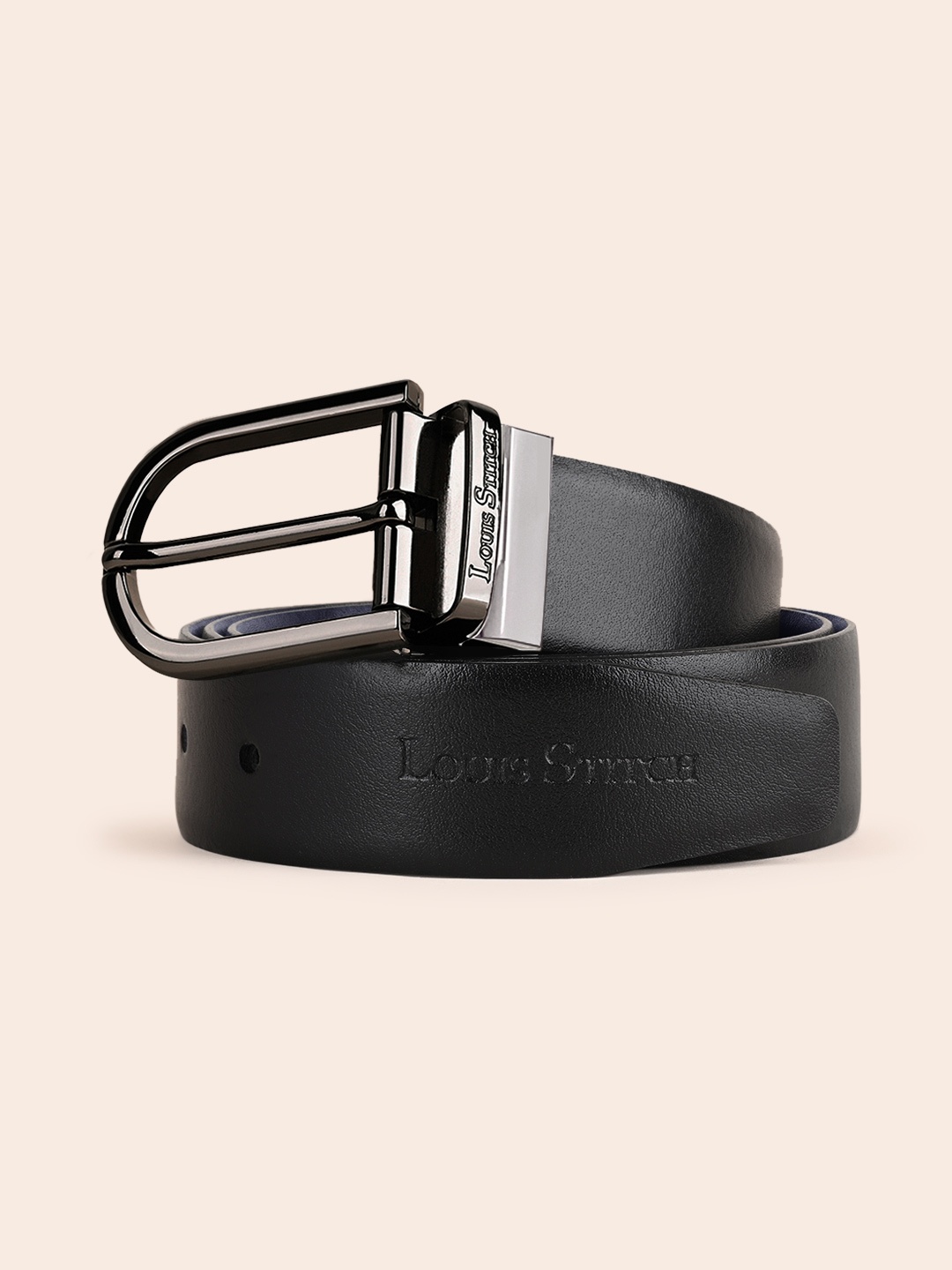 

LOUIS STITCH Men Leather Reversible Formal Belt, Black