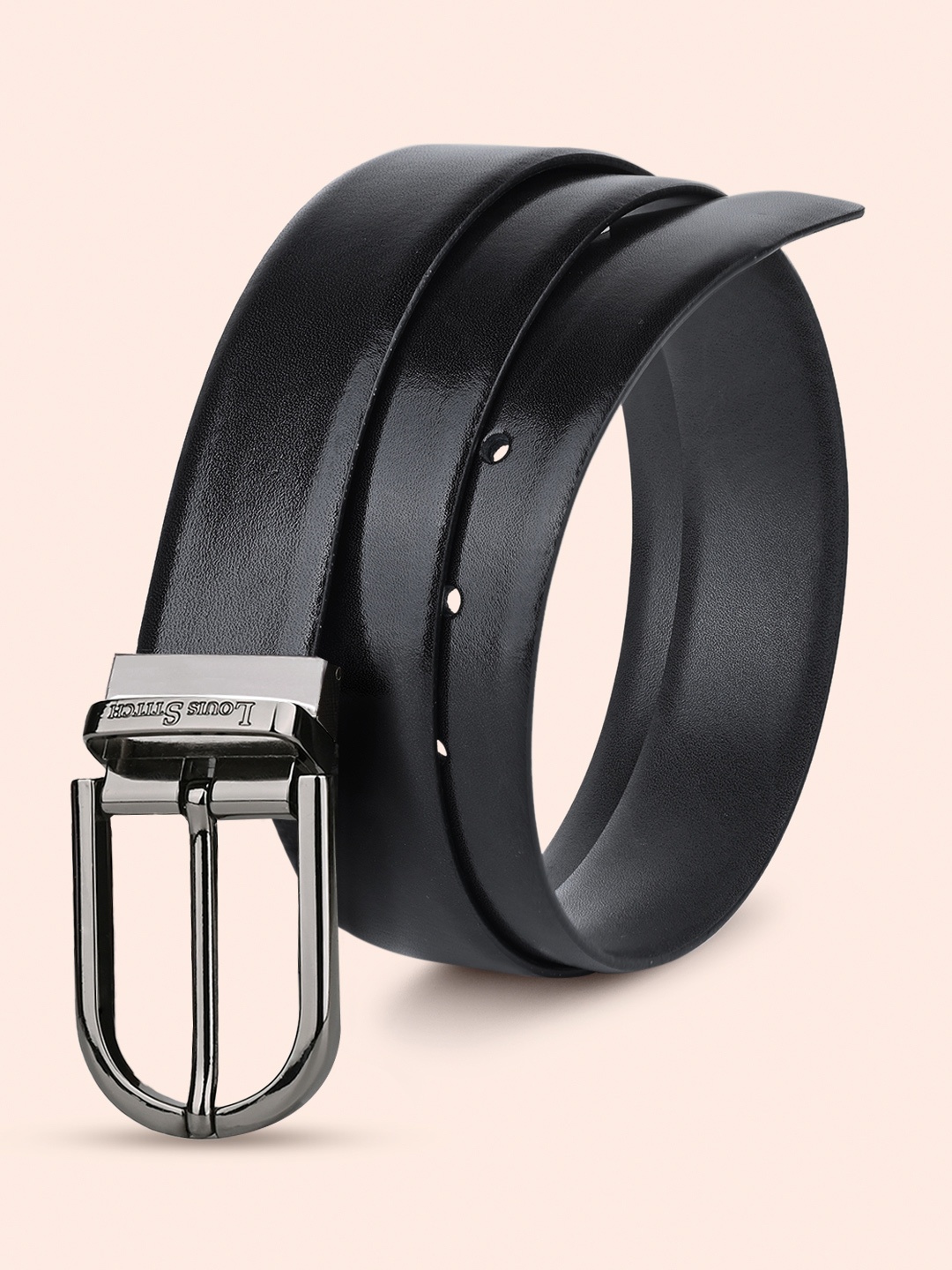 

LOUIS STITCH Men Textured Leather Reversible Formal Belt, Black