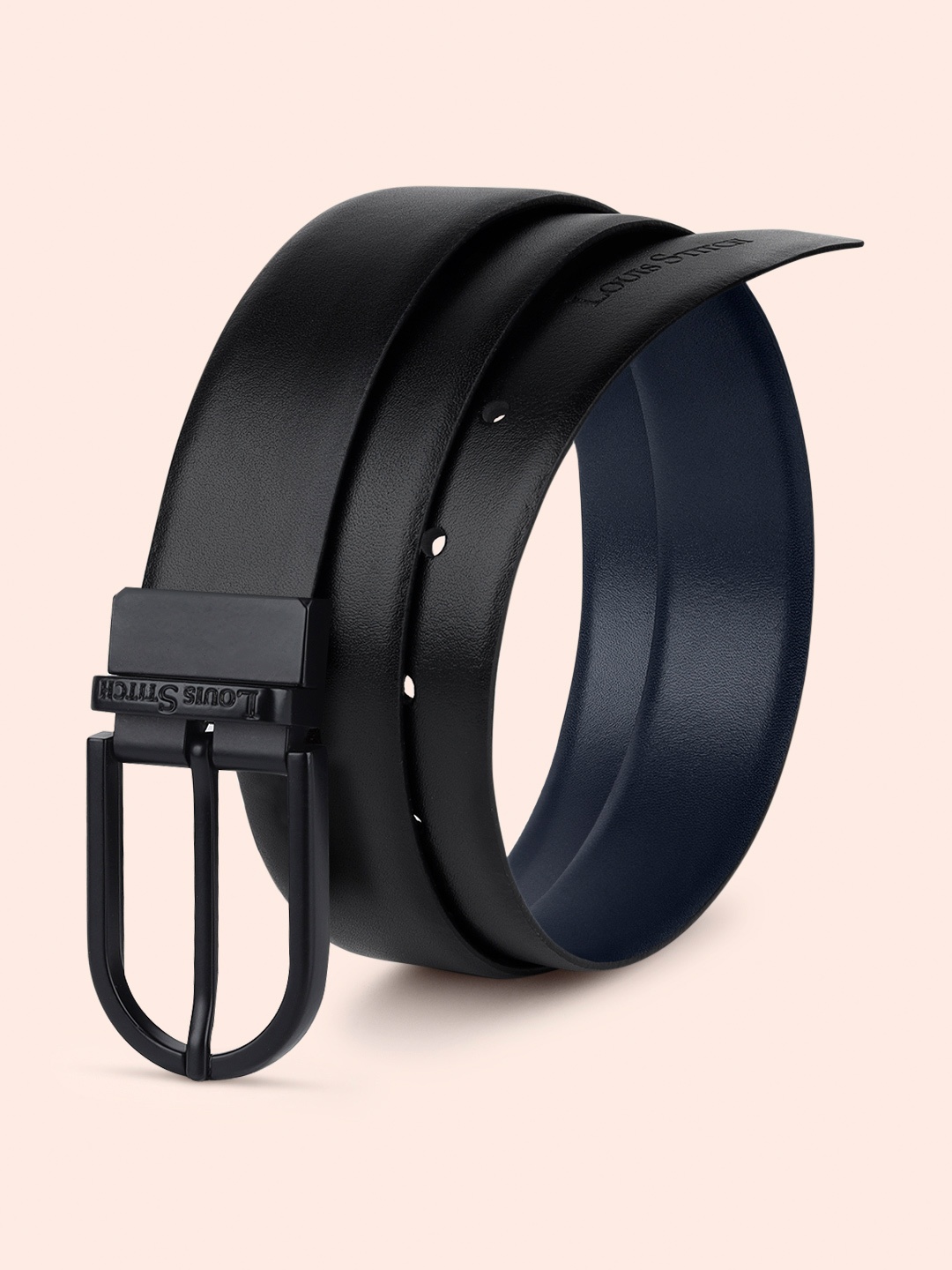 

LOUIS STITCH Men Leather Reversible Formal Belt, Black