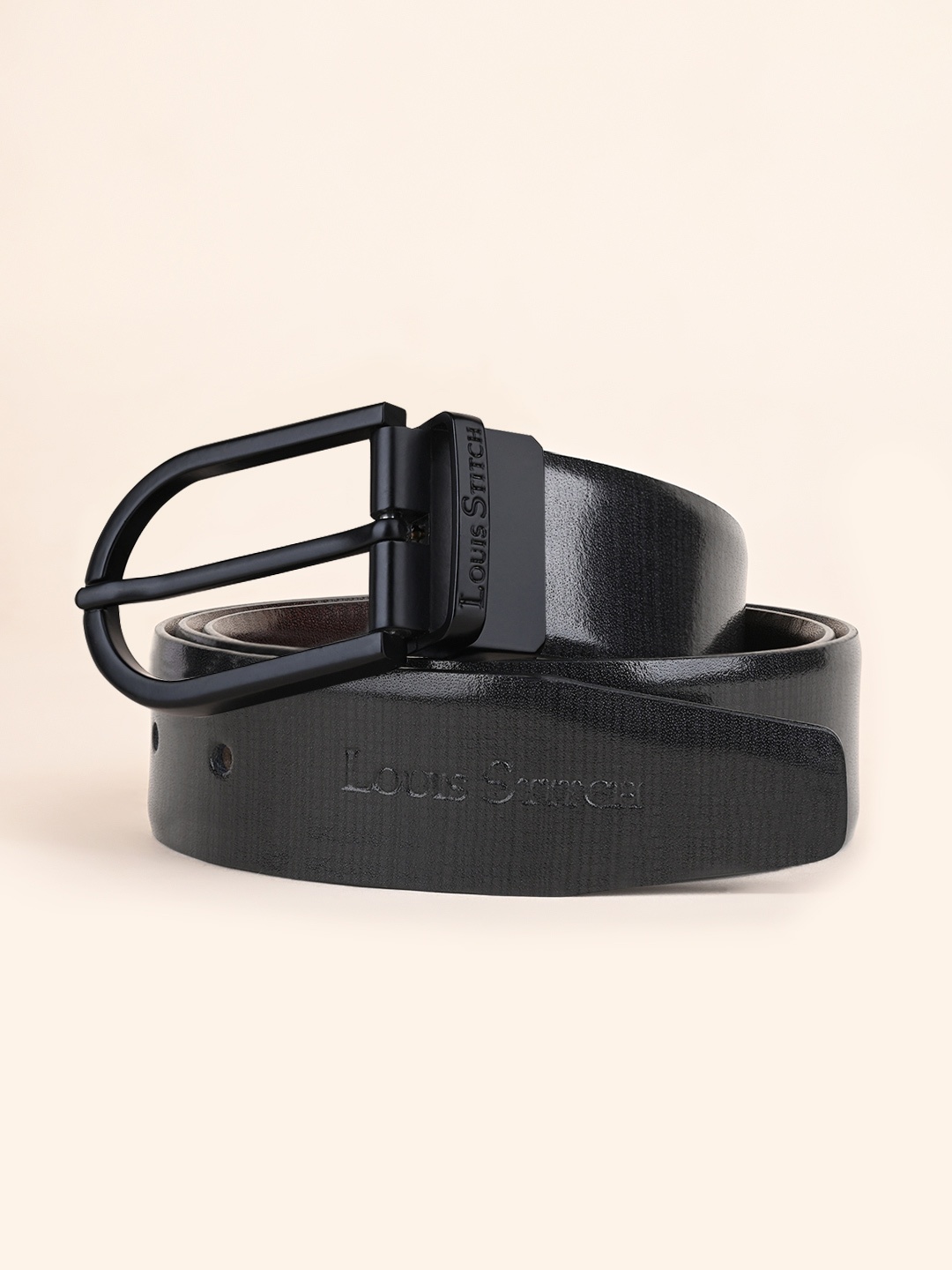 

LOUIS STITCH Men Leather Reversible Formal Belt, Black