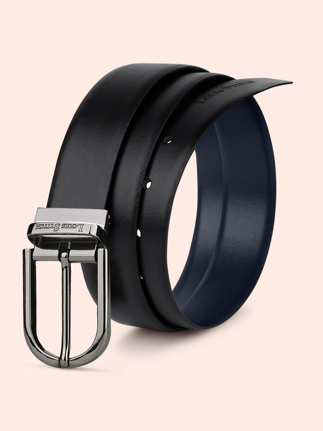 

LOUIS STITCH Men Leather Reversible Formal Belt, Black