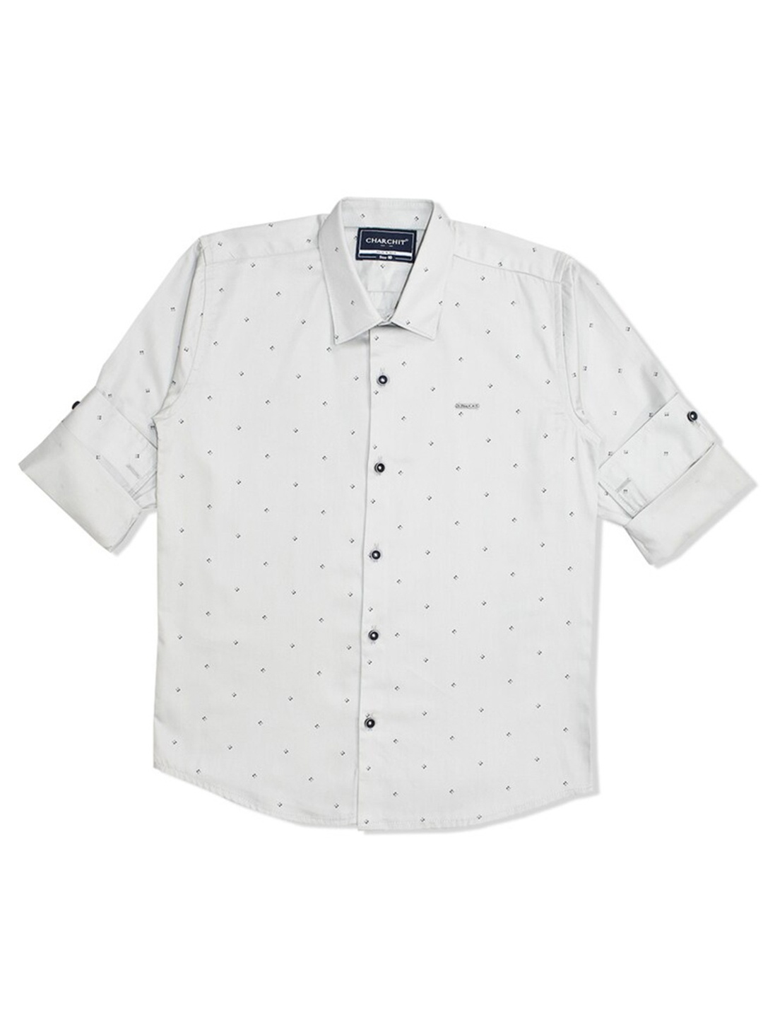 

CAVIO Boys Micro Ditsy Printed Pure Cotton Casual Shirt, Grey