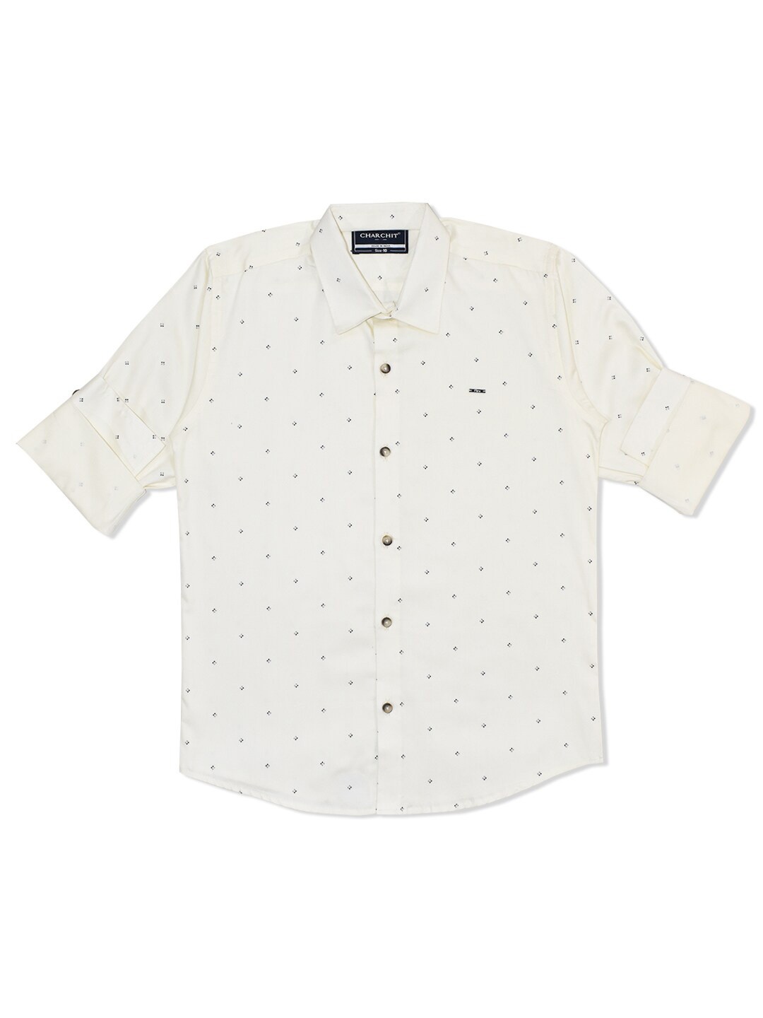 

CAVIO Boys Micro Ditsy Printed Cotton Casual Shirt, Cream