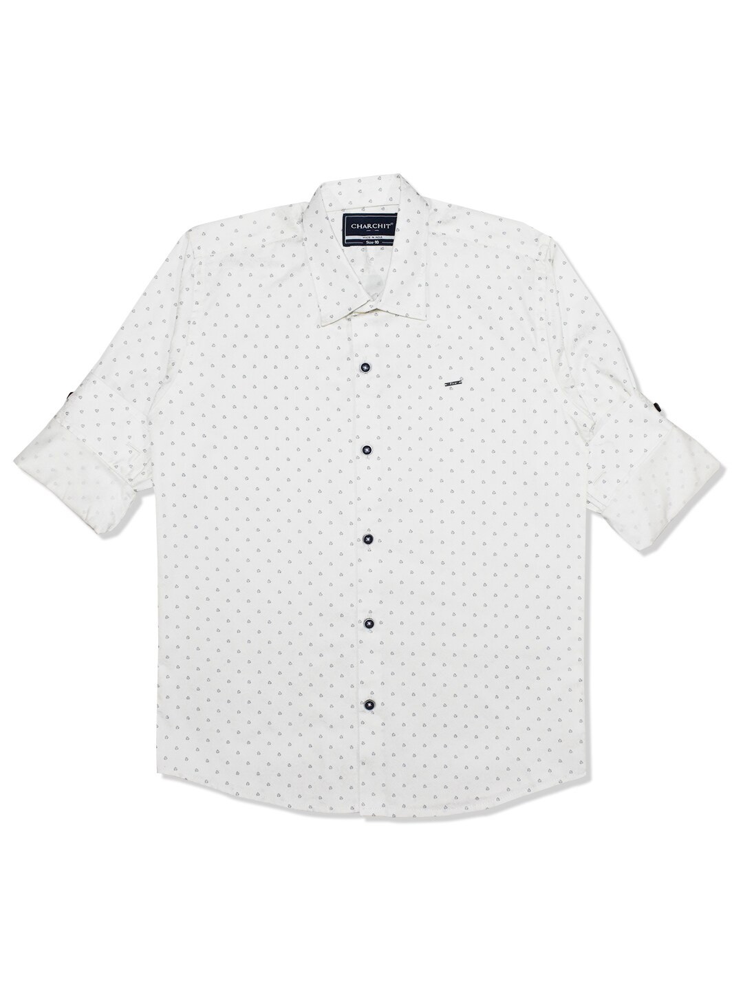 

CAVIO Boys Pure Cotton Micro Ditsy Printed Casual Shirt, White