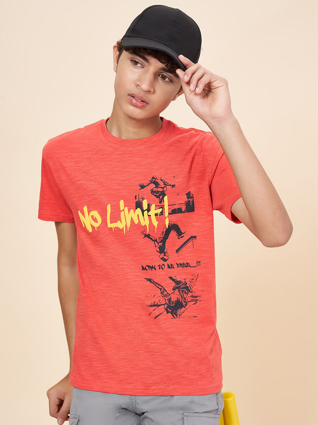 

Coolsters by Pantaloons Boys Round Neck Typography Printed Cotton Regular Fit T-shirt, Pink