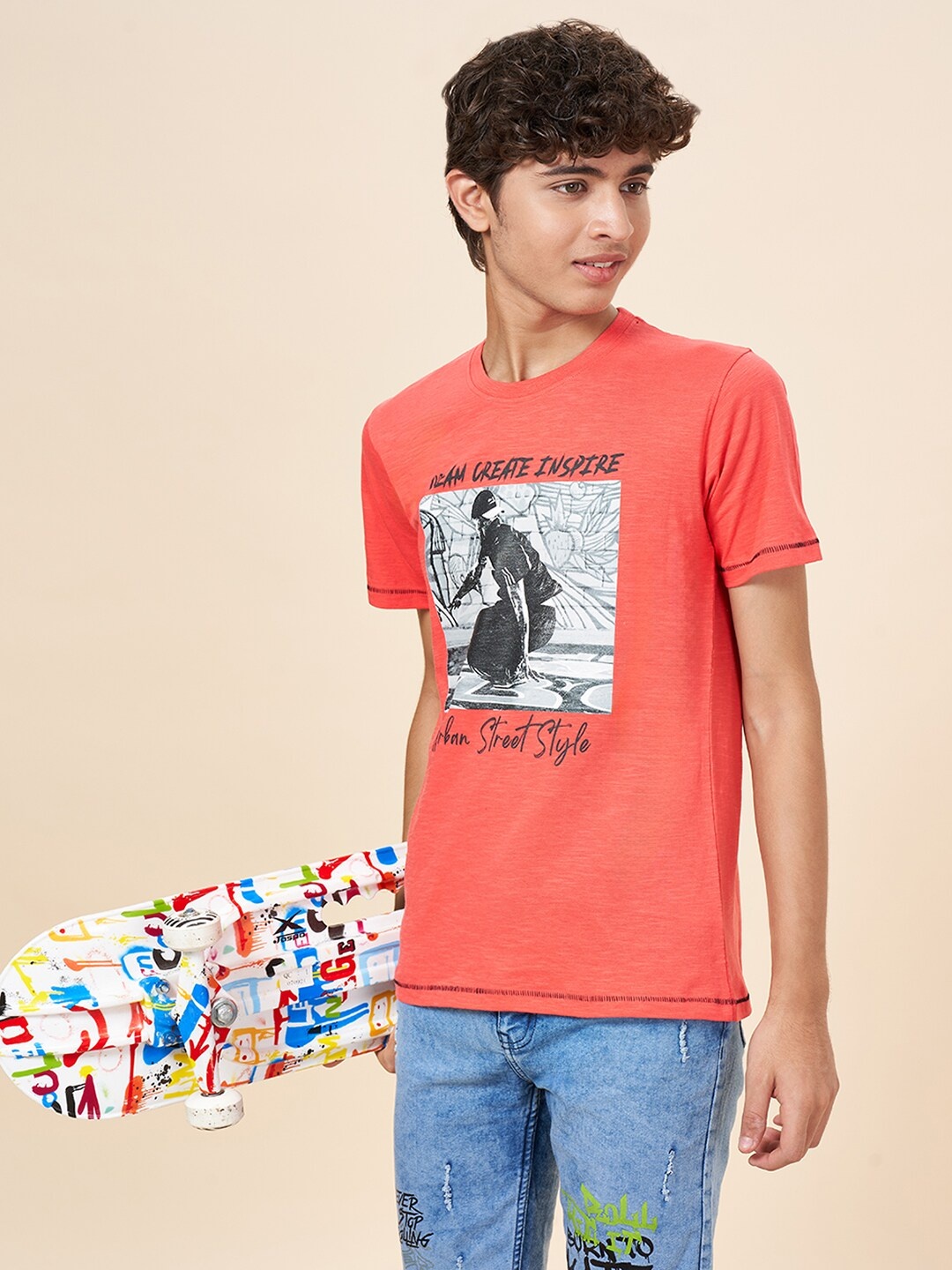 

Coolsters by Pantaloons Boys Round Neck Graphic Printed Cotton T-shirt, White