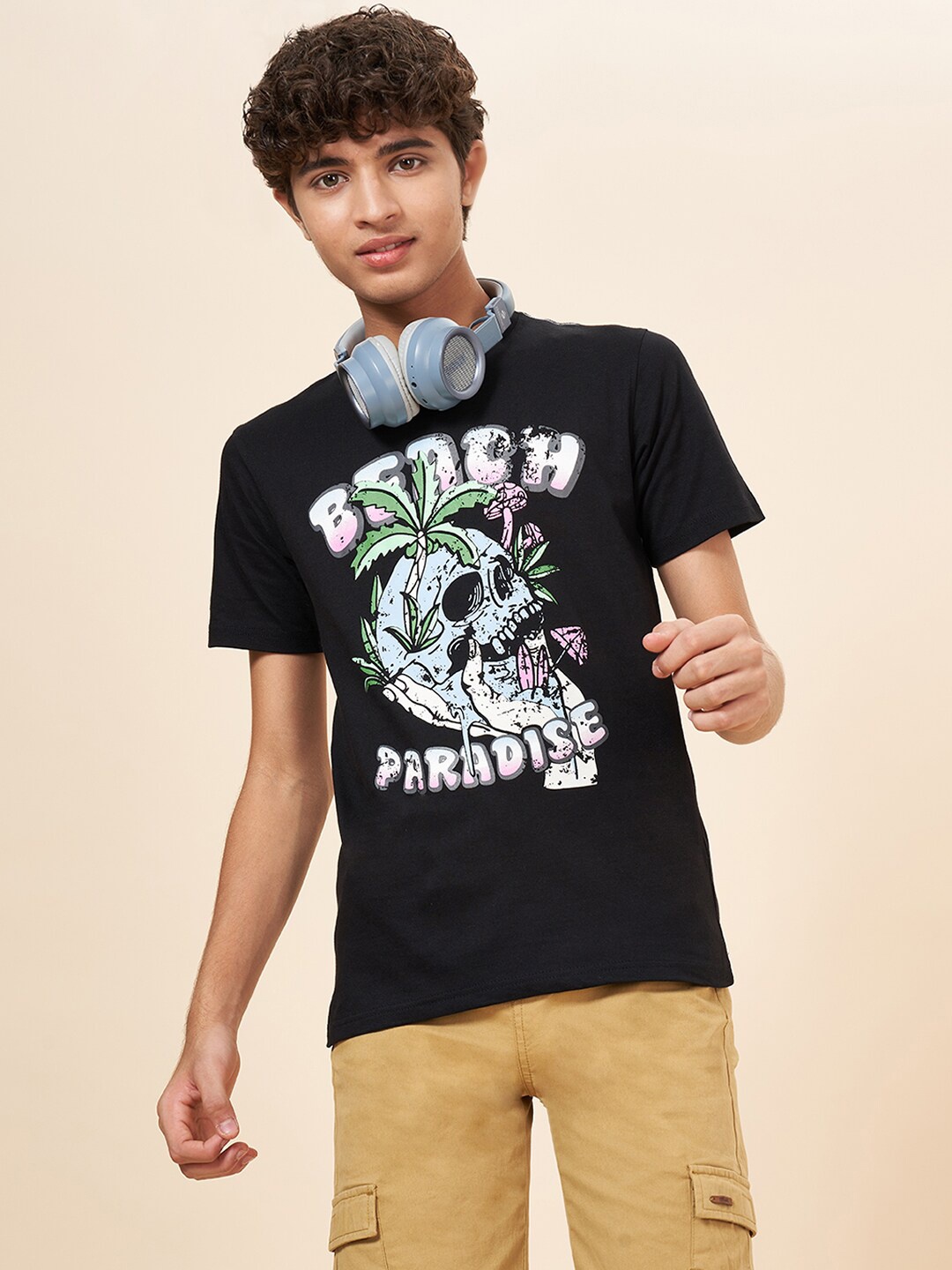 

Coolsters by Pantaloons Boys Typography Printed Cotton Regular Fit T-shirt, Black