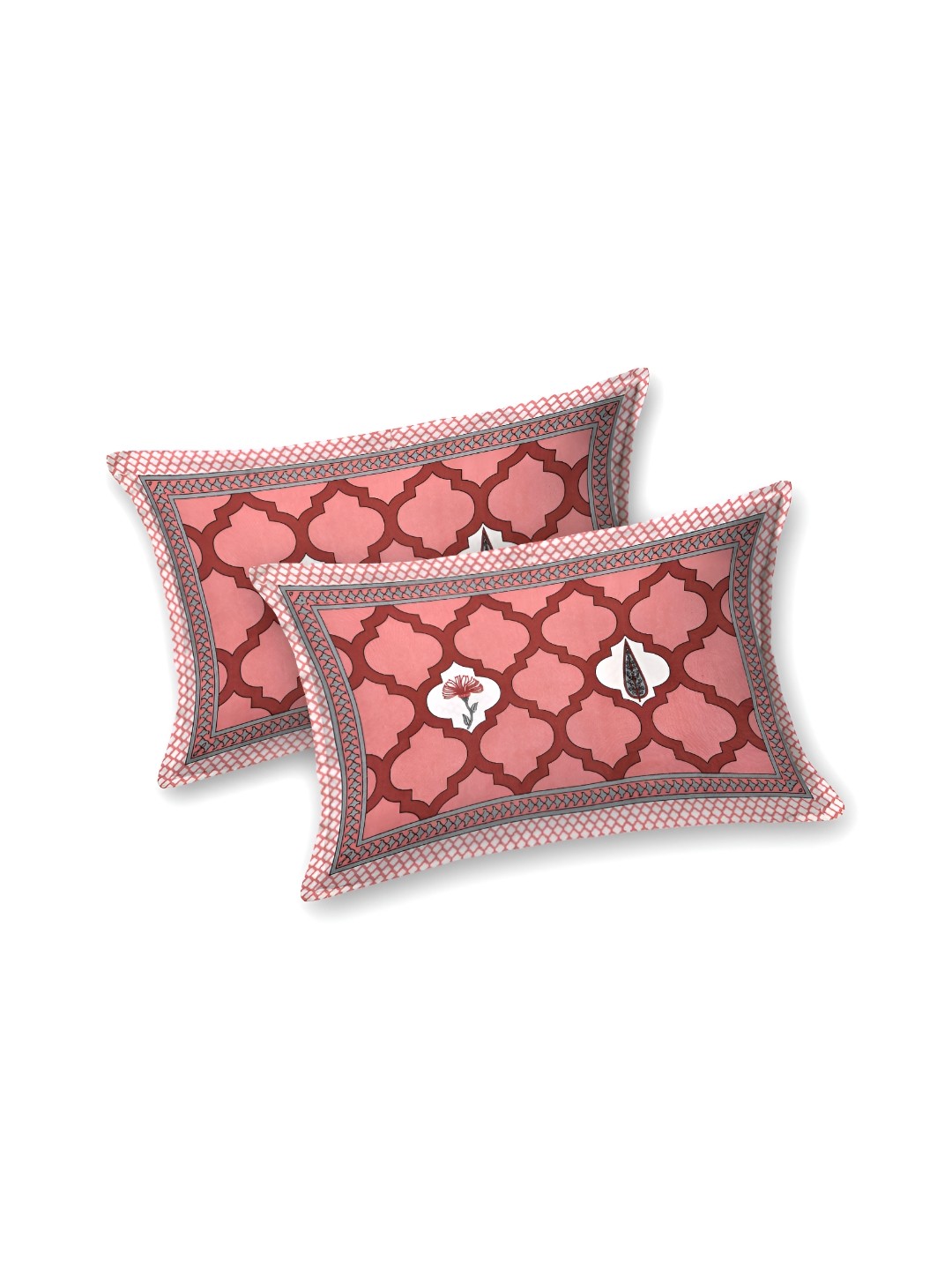 

CURIOUS LIFESTYLE Pink & White Floral 300 TC Cotton Flat King Bedsheet & 2 Pillow Covers