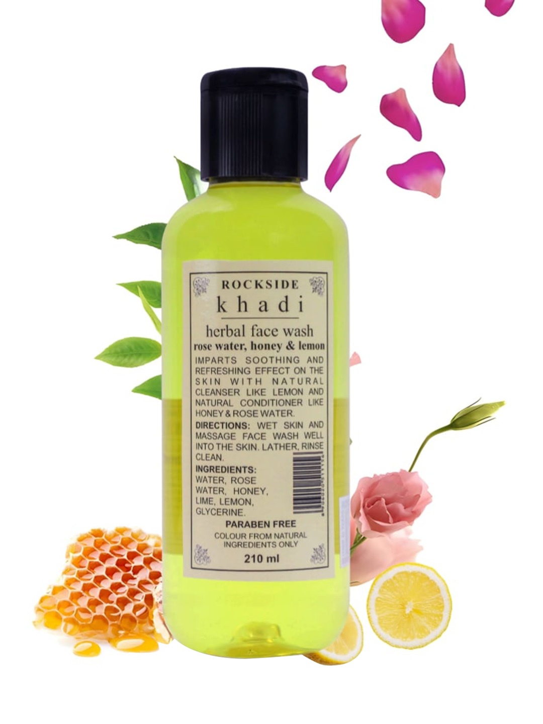 

ROCKSIDE KHADI Set Of 3 Herbal Face Wash For Rose Water Honey - 210ml, Yellow