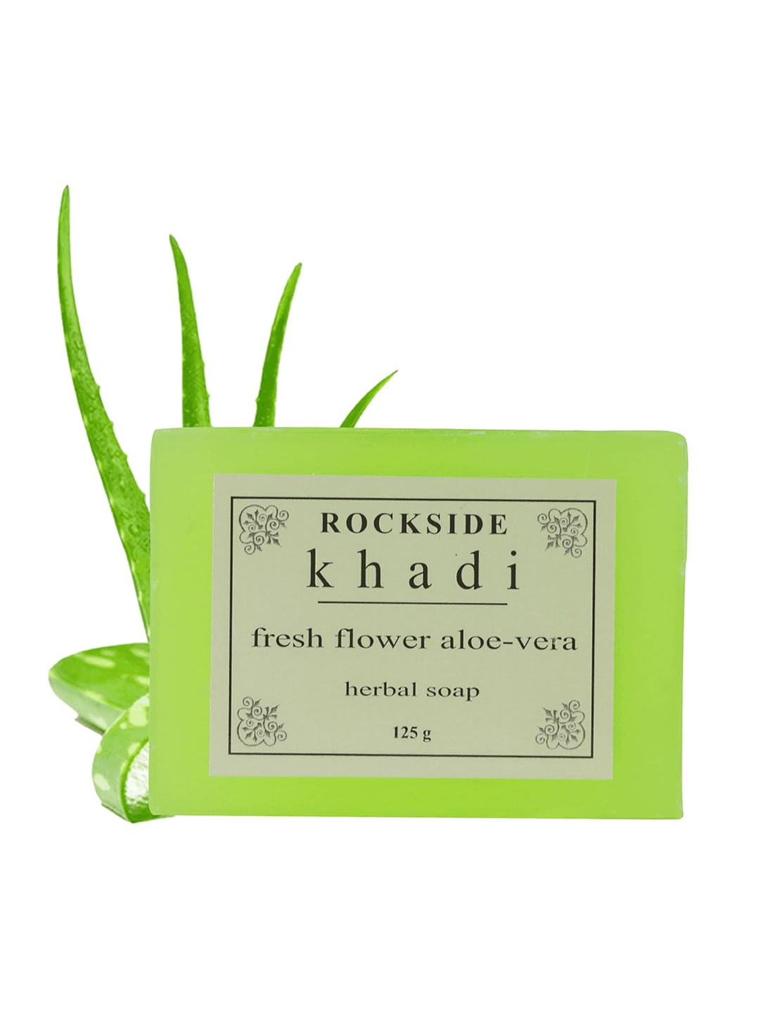 

ROCKSIDE KHADI Set Of 4 Fresh Flower Aloevera Herbal Soap - 125g Each, Green