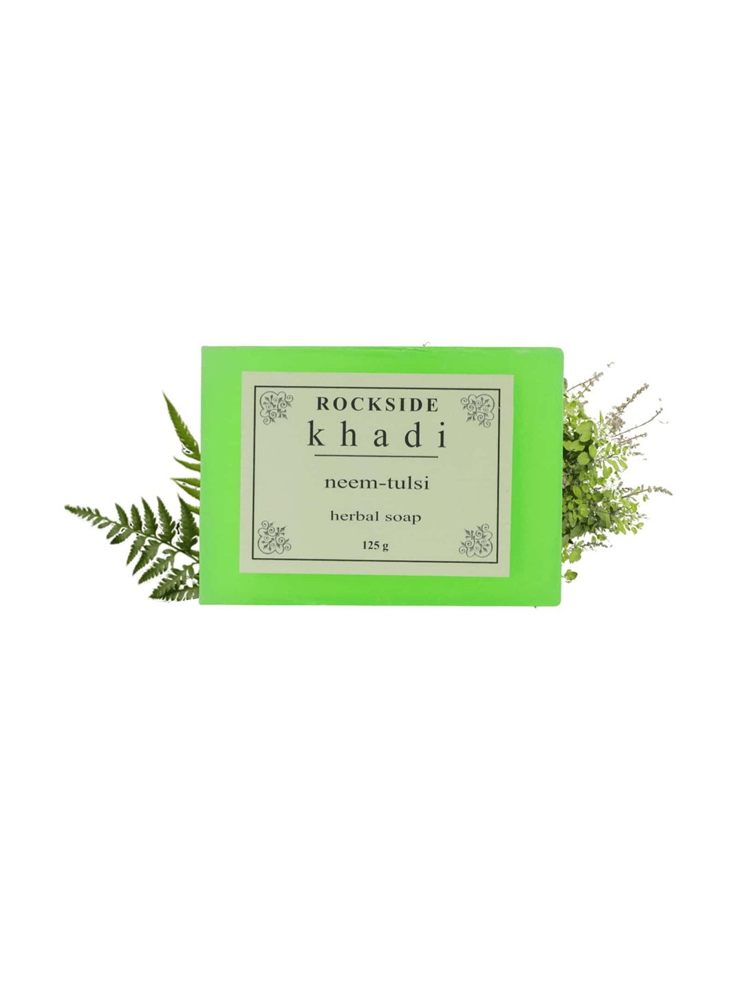 

ROCKSIDE KHADI Set Of 4 Neem Tulsi Herbal Soap With Basil Oil - 125g Each, Green