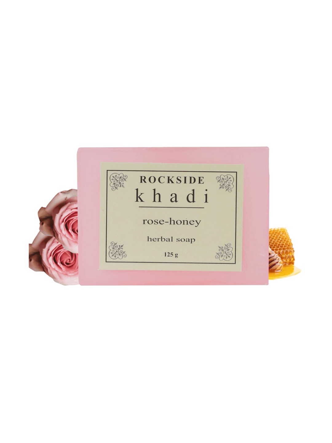 

ROCKSIDE KHADI Set Of 4 Rose Honey Herbal Soap With Neem - 125g Each, Pink