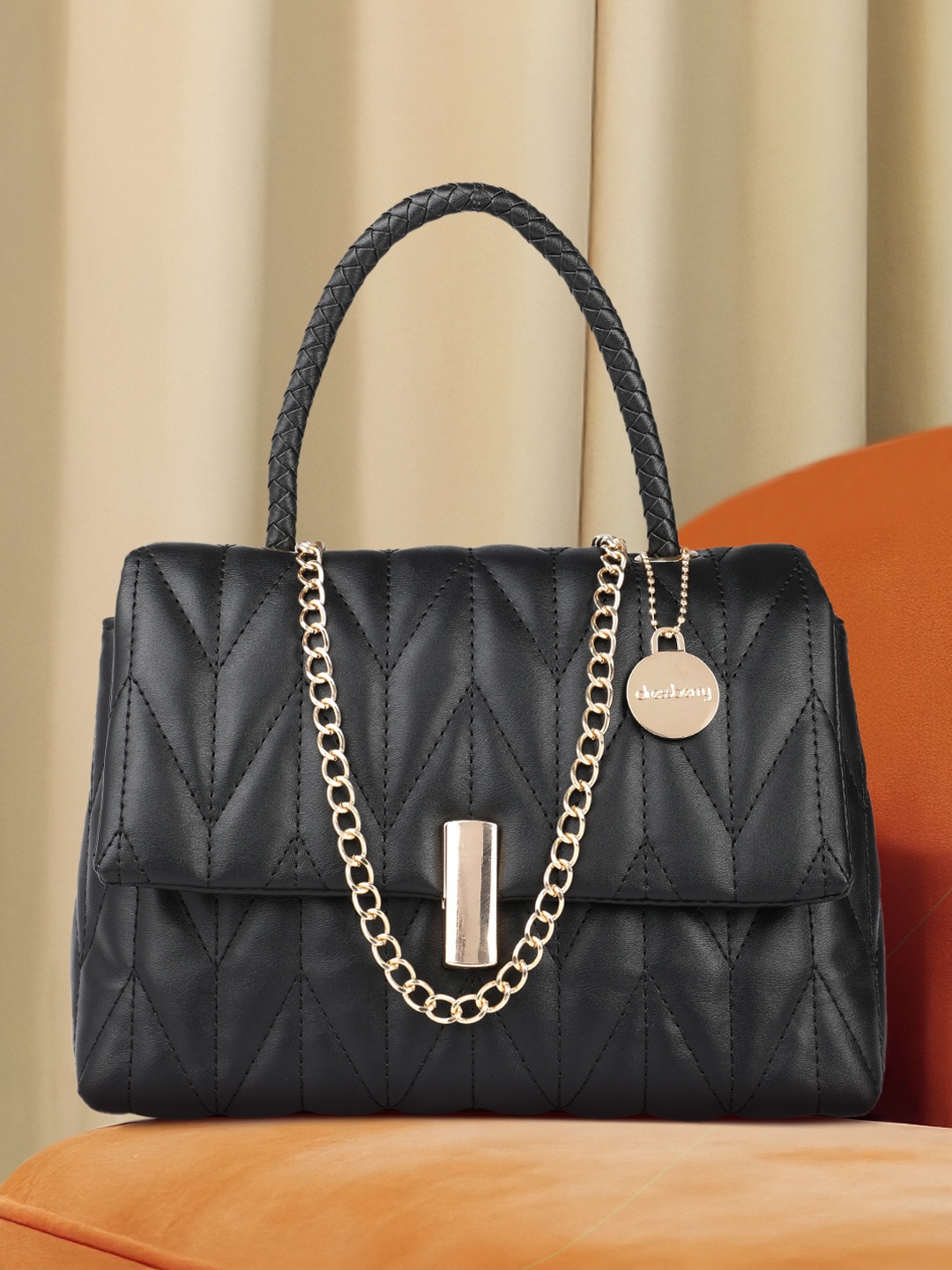 

DressBerry Quilted Satchel, Black