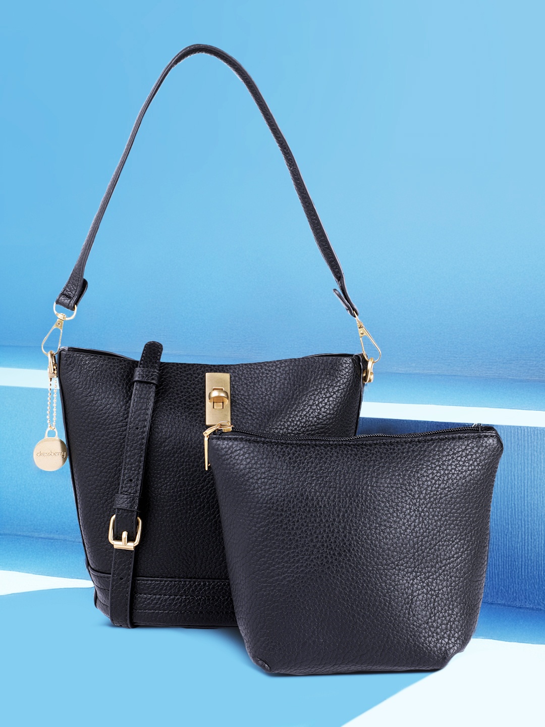 

DressBerry Structured Shoulder Bag with Pouch, Black