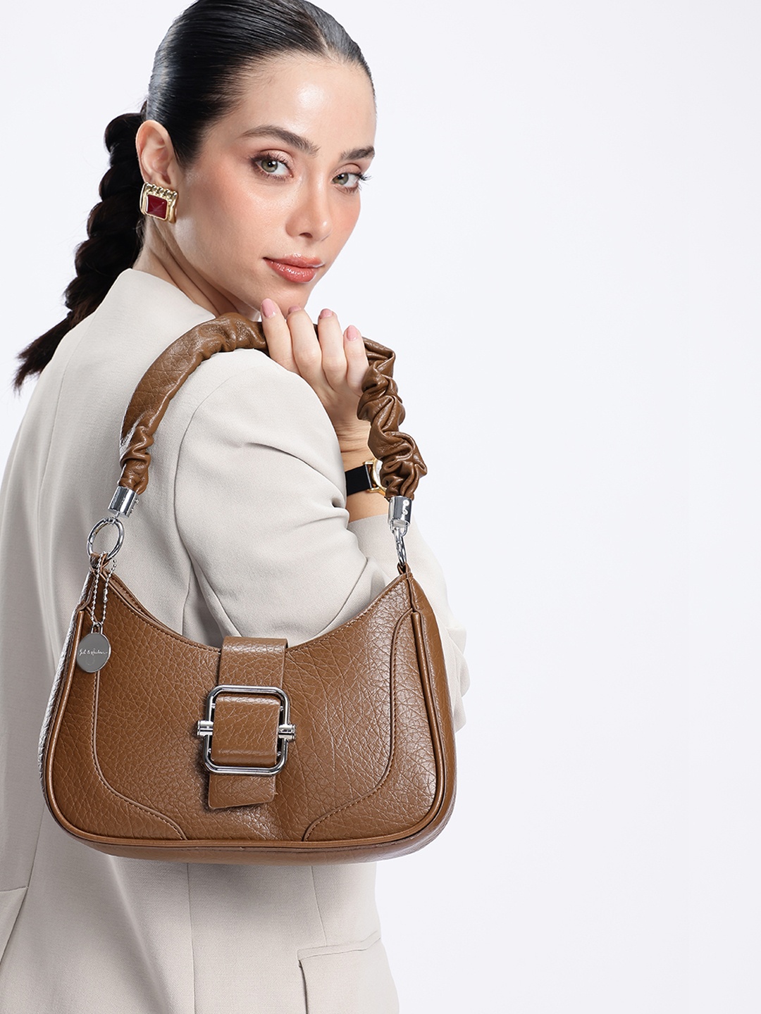 

Mast & Harbour Structured Shoulder Bag, Coffee brown