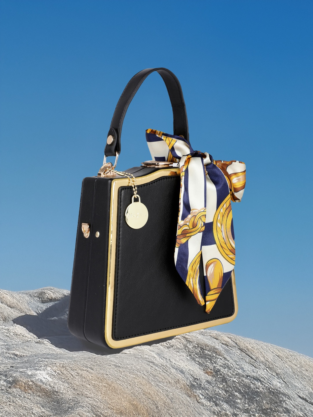 

Mast & Harbour Structured Handheld Bag with Scarf, Black