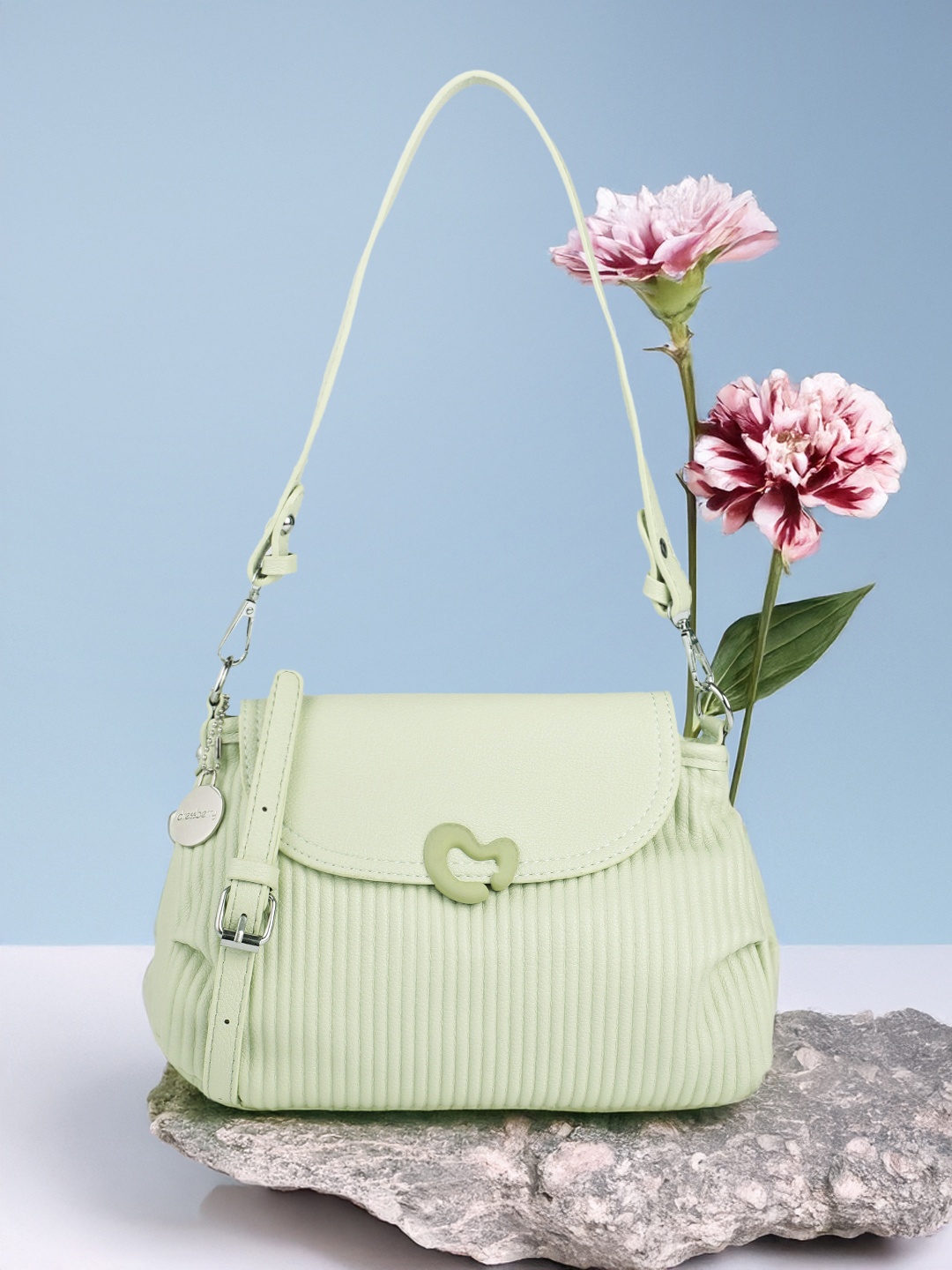 

DressBerry Self-Striped Shoulder Bag, Green