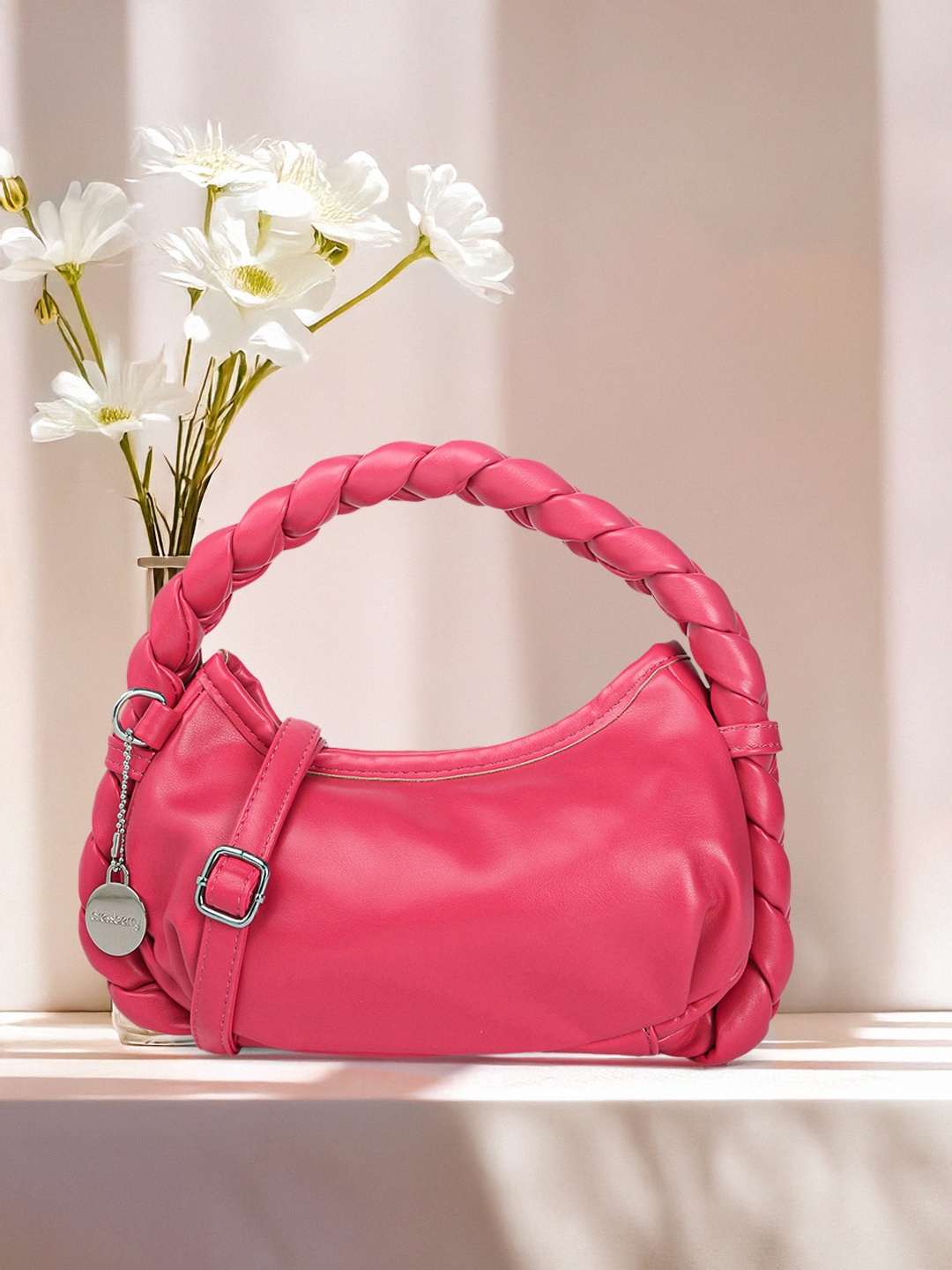

DressBerry Handheld Bag with Braided Design Handle, Magenta