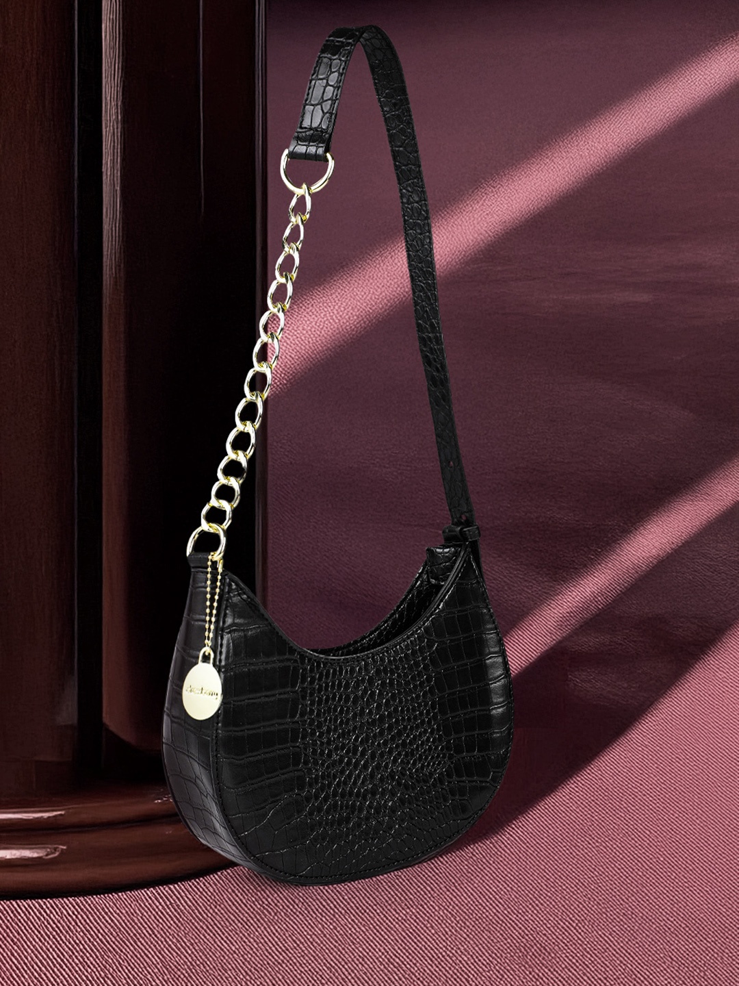 

DressBerry Animal Textured Mini Hobo Bag, Black