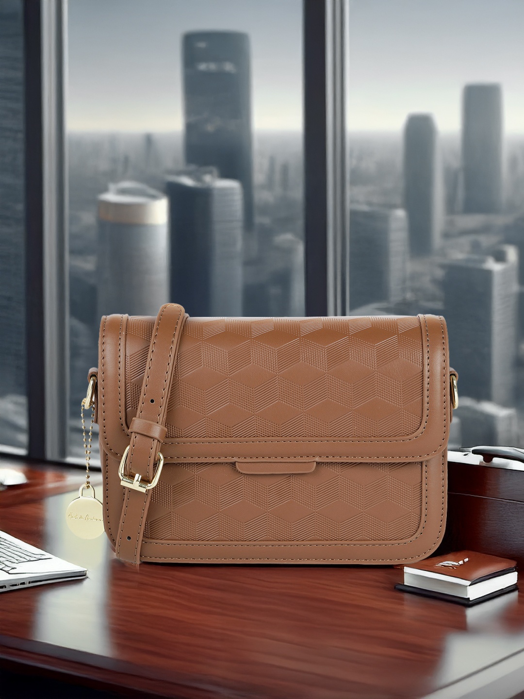 

Mast & Harbour Textured Structured Sling Bag, Coffee brown