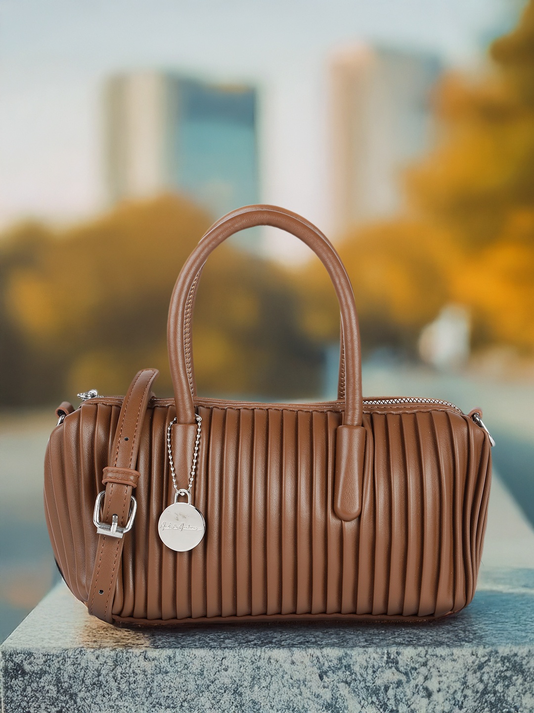 

Mast & Harbour Pleated Structured Handheld Bag, Brown