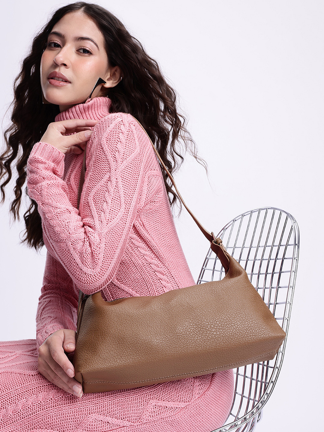 

DressBerry Textured Shoulder Bag, Brown
