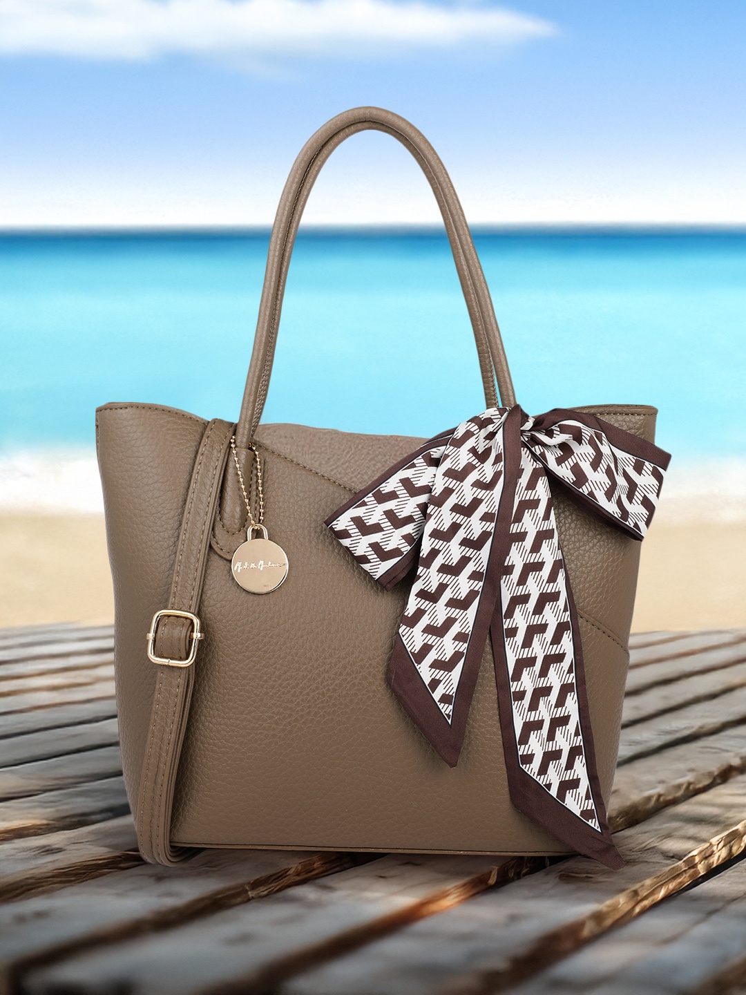 

Mast & Harbour Structured Shoulder Bag with Bow, Brown