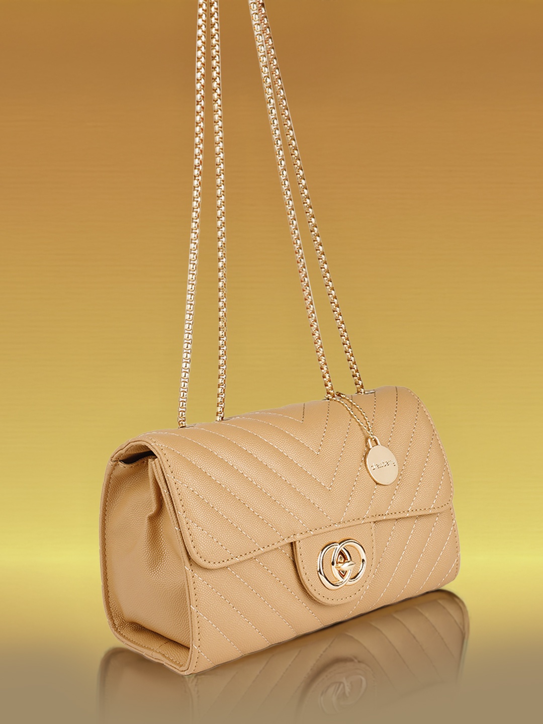 

DressBerry Structured Quilted Shoulder Bag, Brown