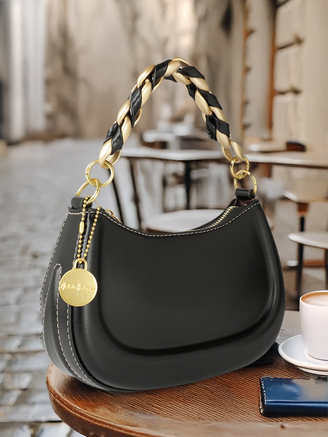 

Mast & Harbour Structured Hobo Bag, Black
