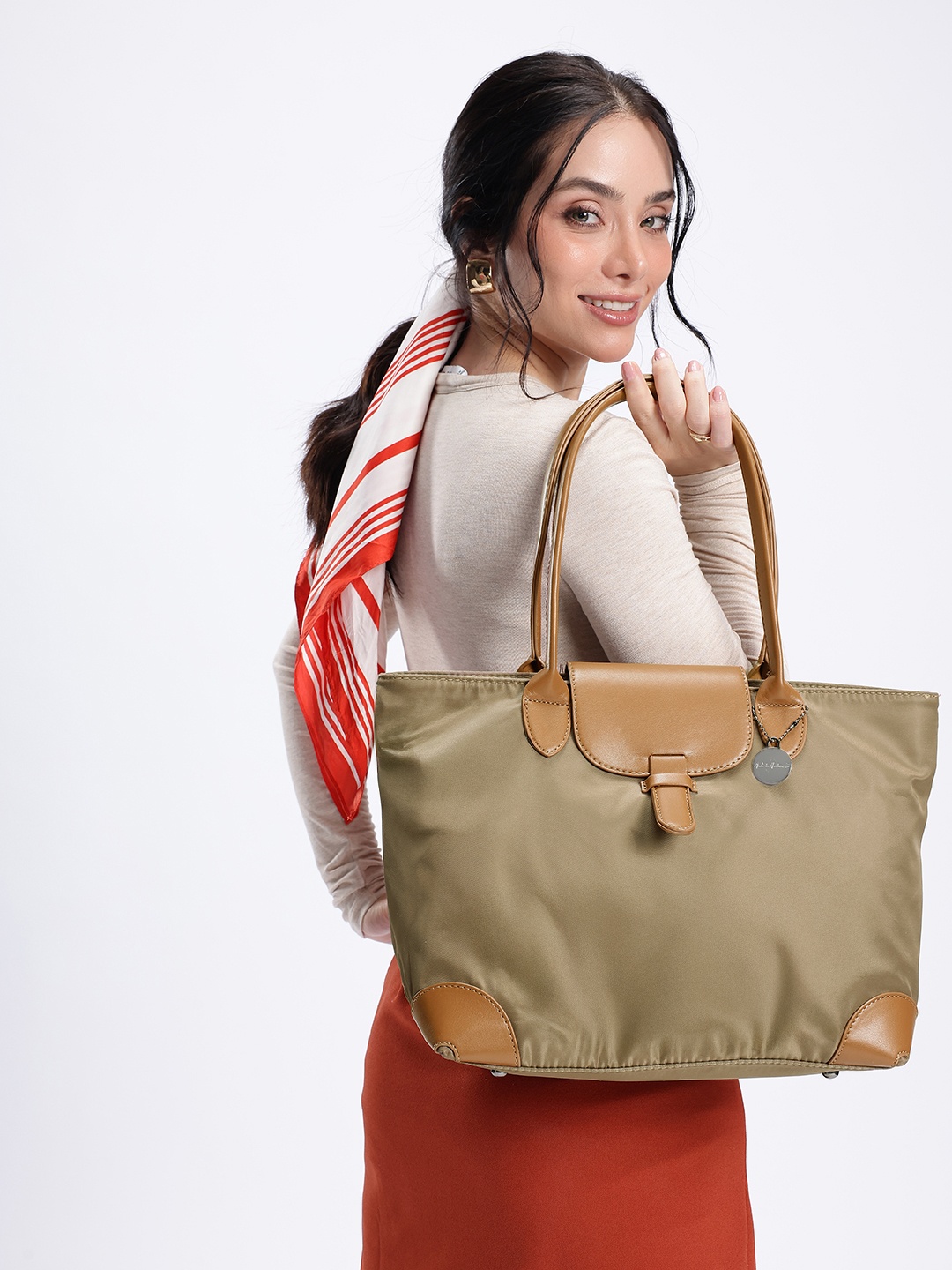 

Mast & Harbour Colourblocked Structured Shoulder Bag, Khaki