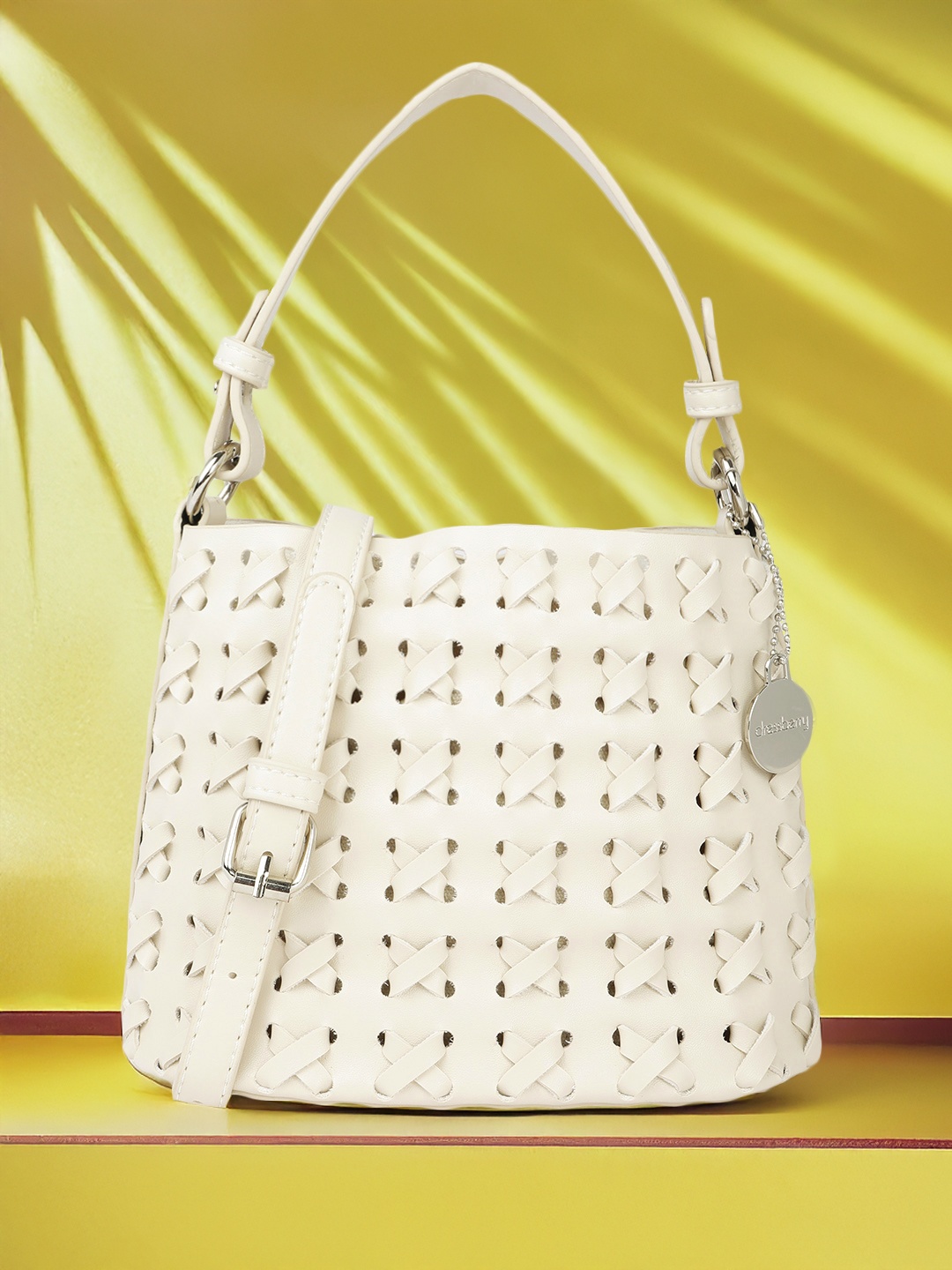 

DressBerry Textured Structured Handheld Bag, Off white