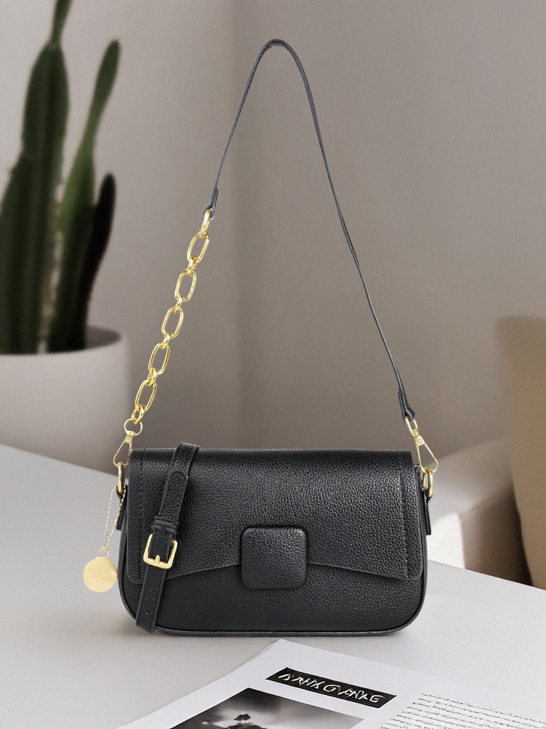 Mast & Harbour Structured Shoulder Bag, Black