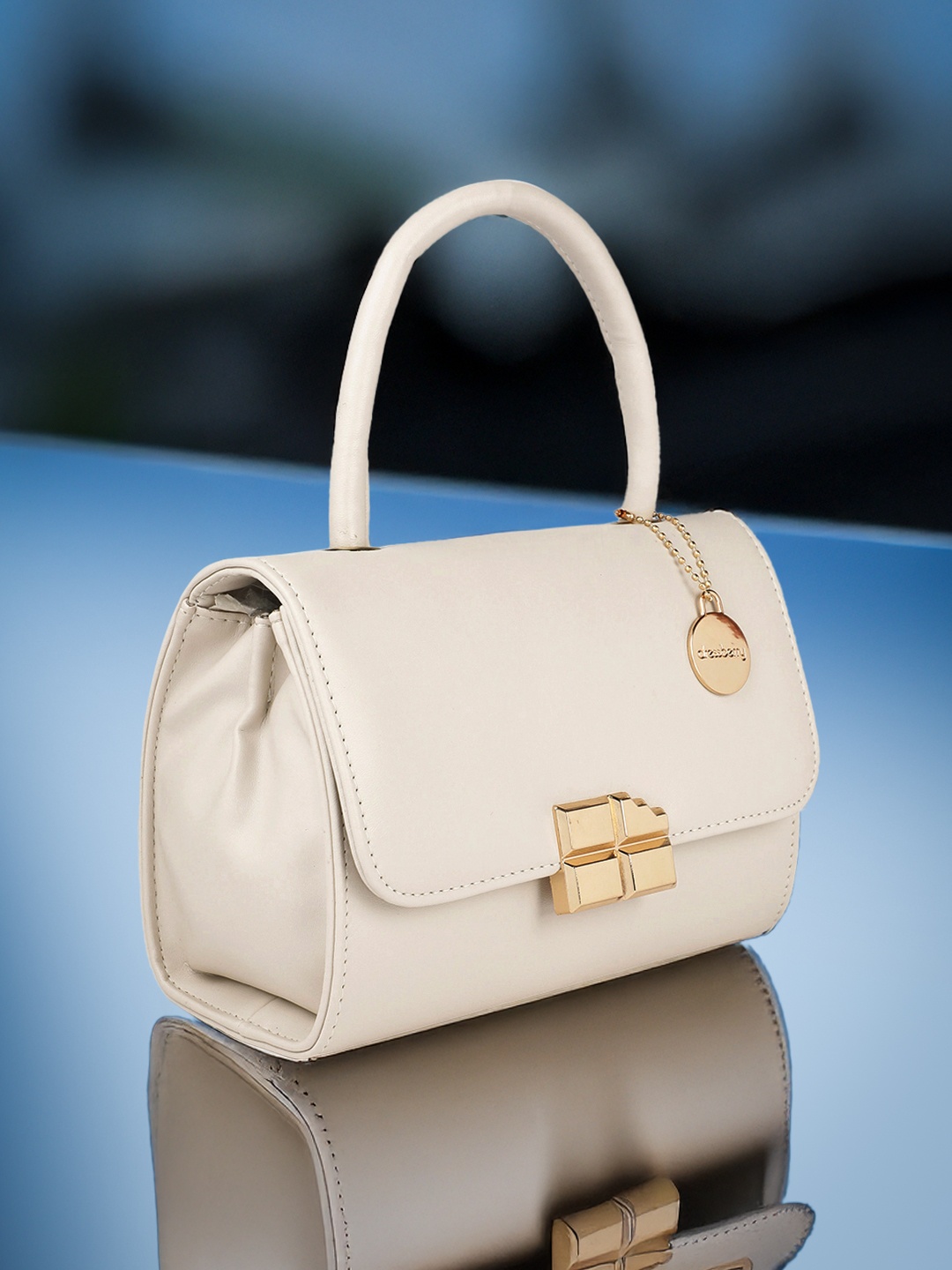 

DressBerry Satchel with Chain Sling Strap, Off white