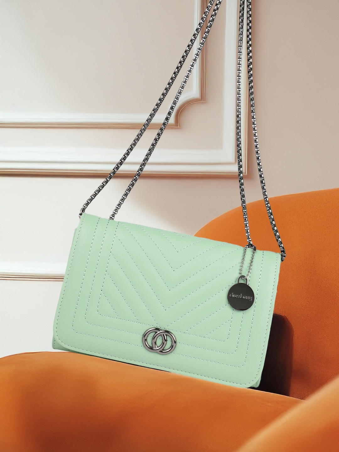 

DressBerry Structured Shoulder Bag with Quilted Detail, Green