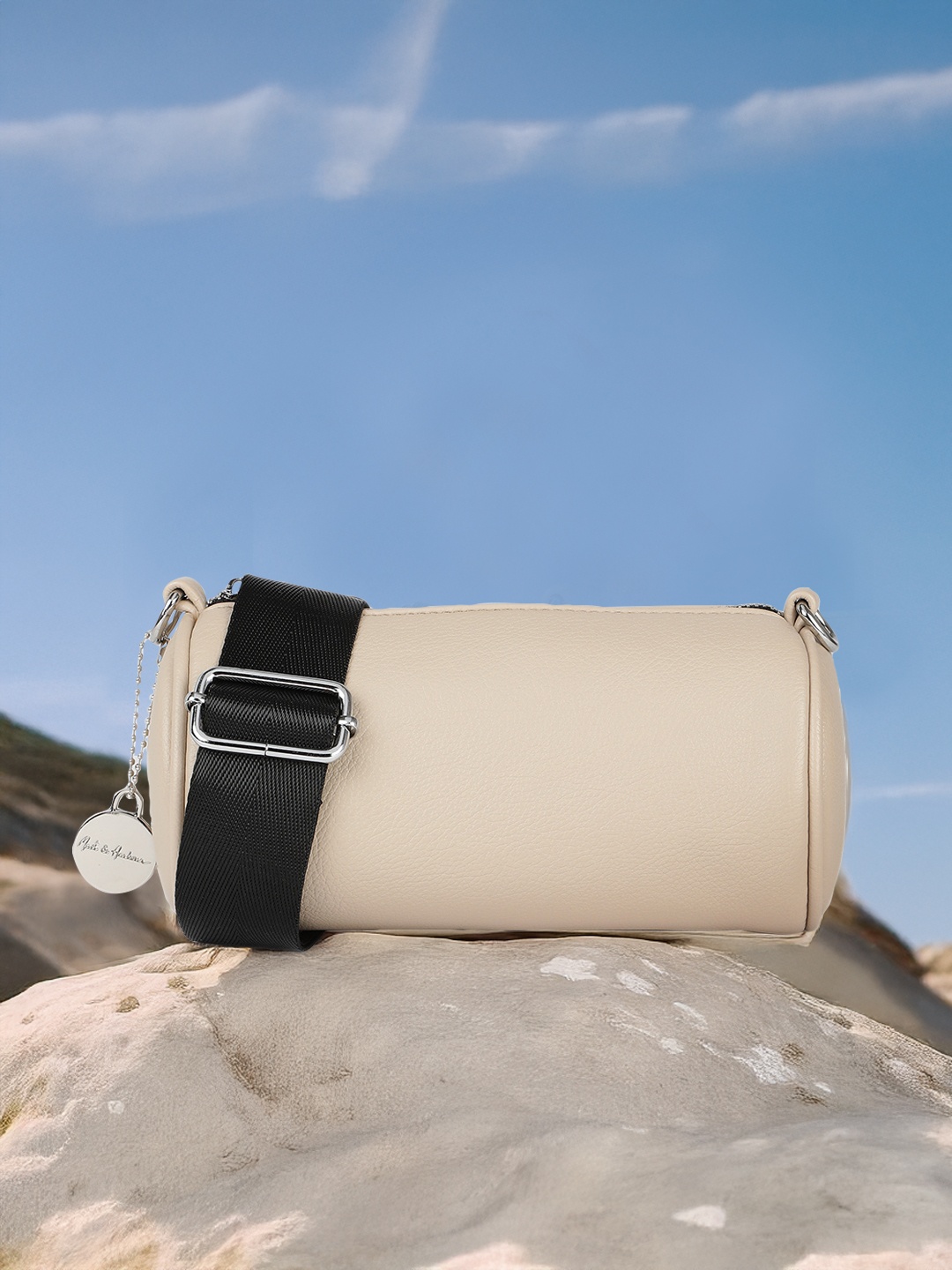 

Mast & Harbour Textured Structured Sling Bag, Beige