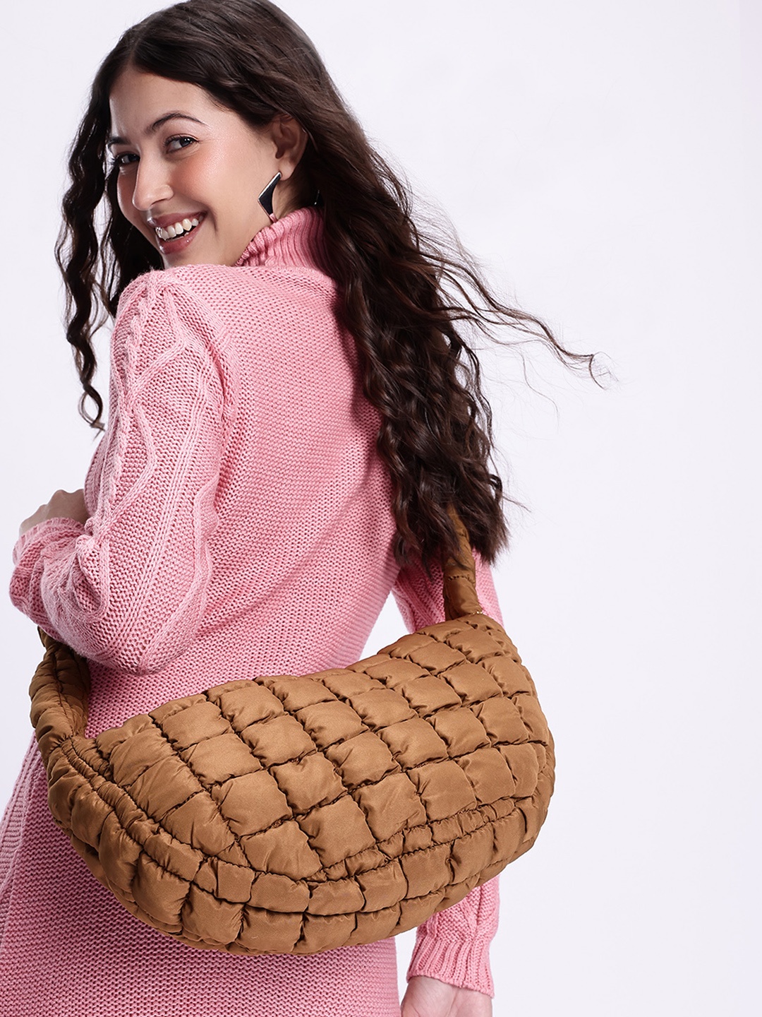 

DressBerry Quilted Shoulder Bag, Brown