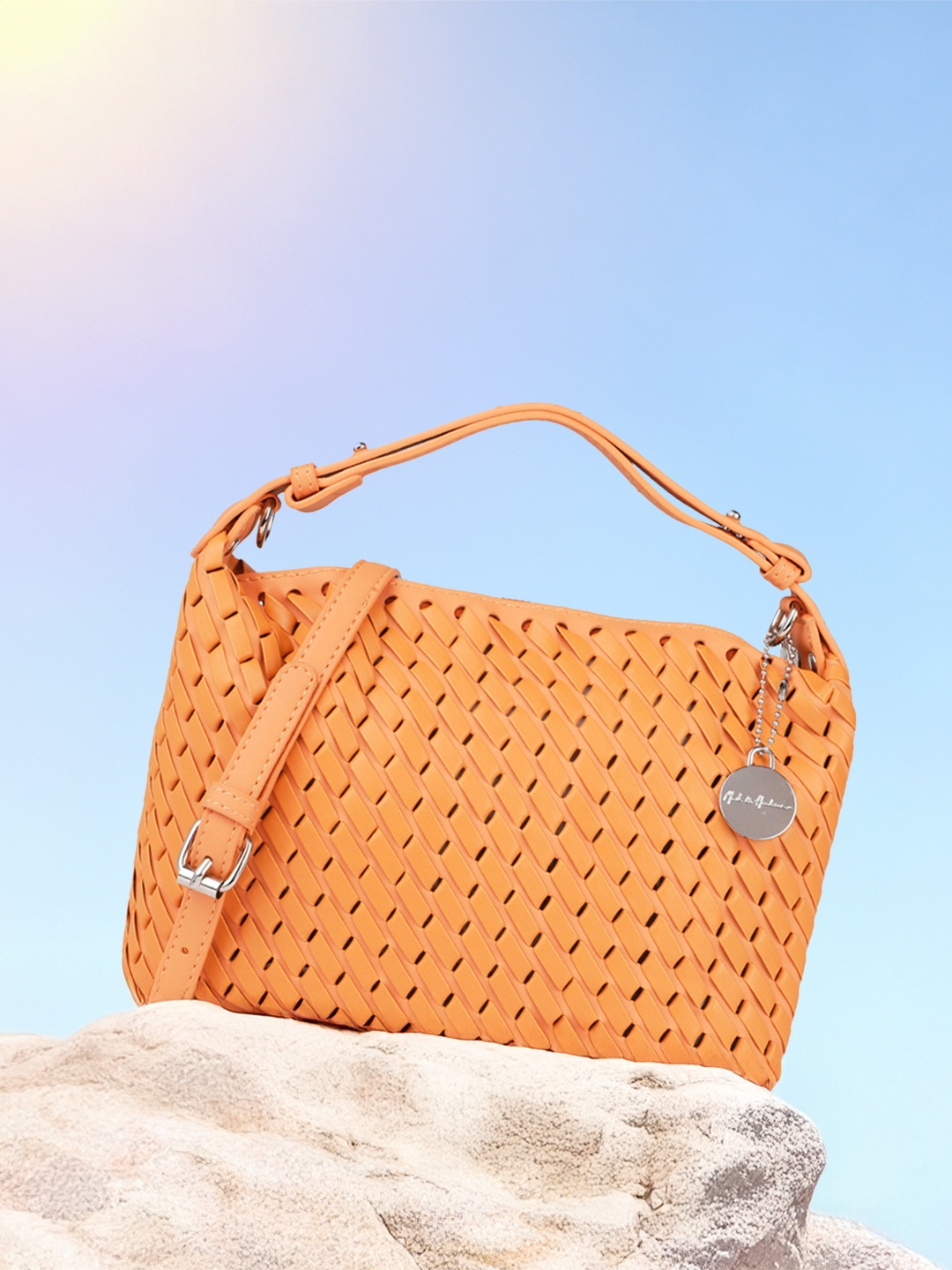 

Mast & Harbour Woven Structured Handheld Bag, Orange