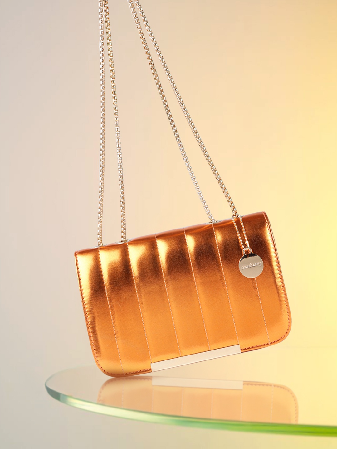 

DressBerry Metallic Finish Quilted Shoulder Bag, Orange
