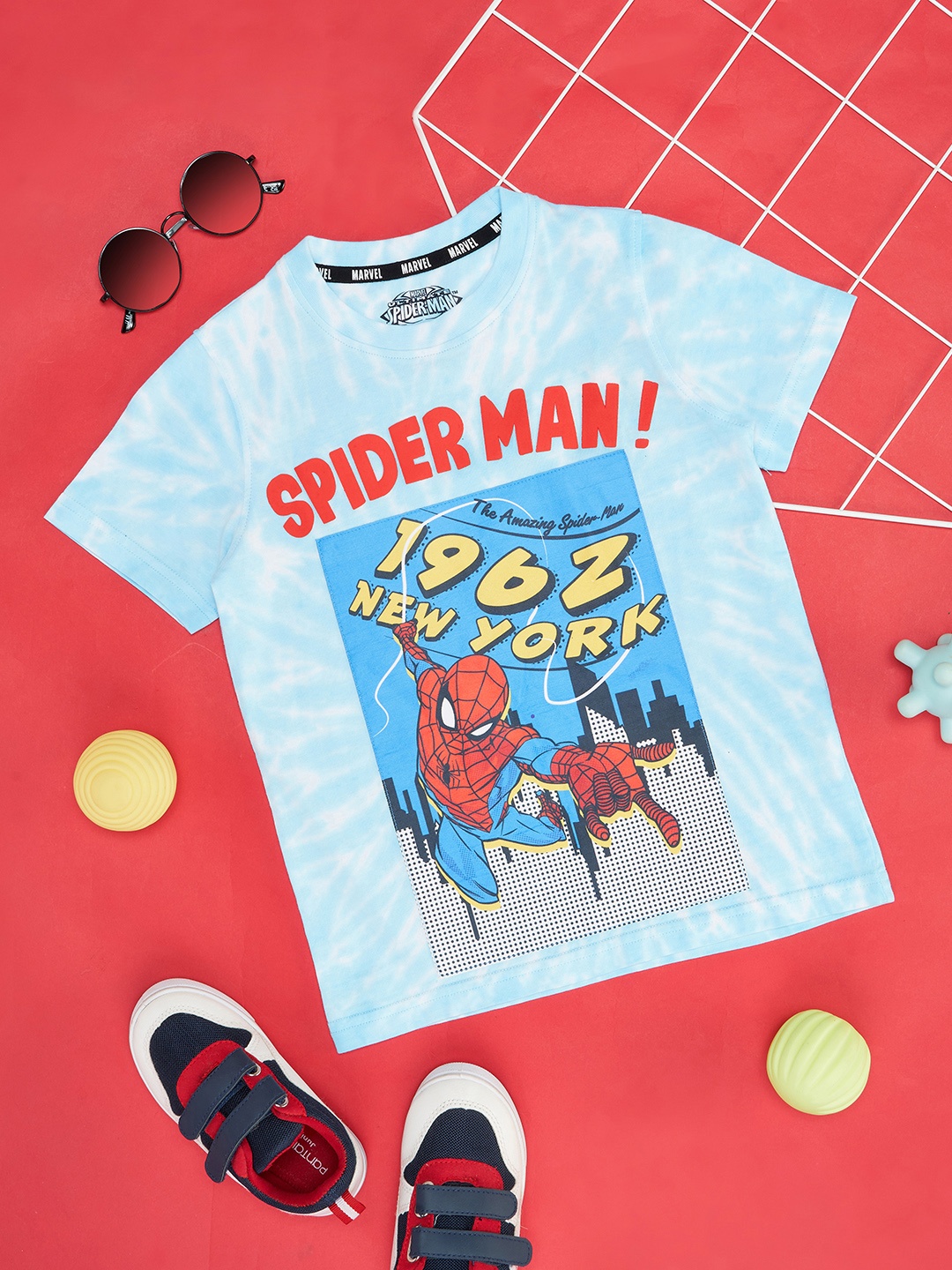 

Pantaloons Junior Boys Superhero Printed Round Neck Cotton T-shirt, Blue