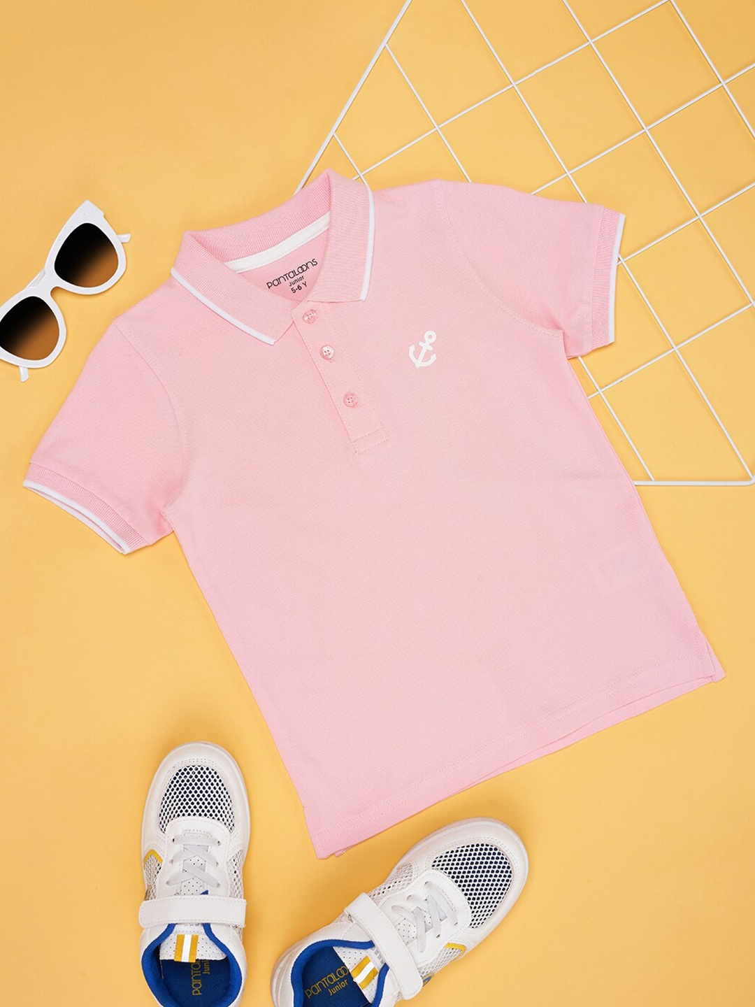 

Pantaloons Junior Boys Polo Collar Cotton T-shirt, Pink