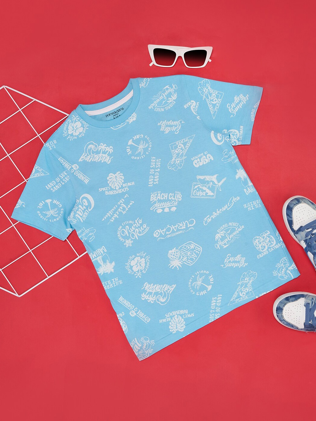 

Pantaloons Junior Boys Graphic Printed Round Neck Cotton T-shirt, Blue