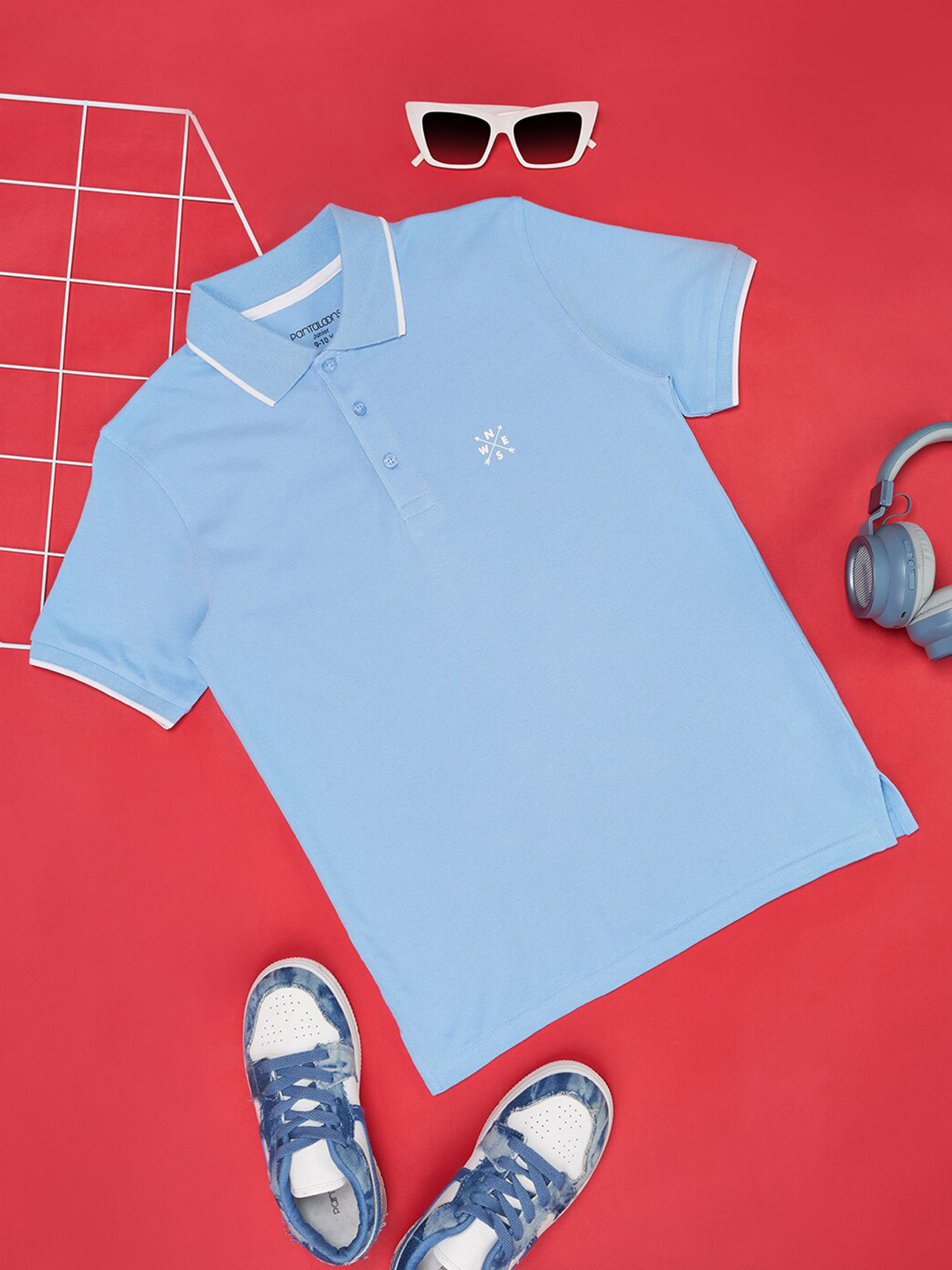 

Pantaloons Junior Boys Polo Collar Short Sleeves Cotton T-shirt, Blue