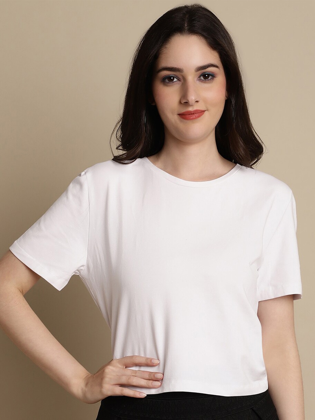 

NoBarr Round Neck Cotton T-shirt, White