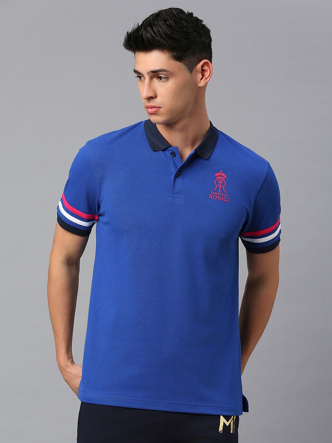 

FanCode Polo Collar Cotton T-shirt, Blue